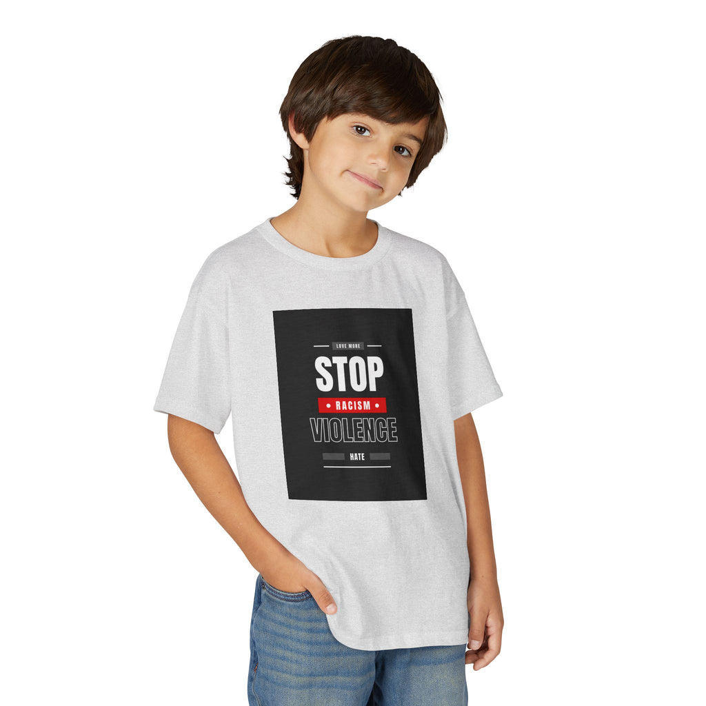 Youth T-Shirt — "Stop Racism Stop Violence" Graphic Tee