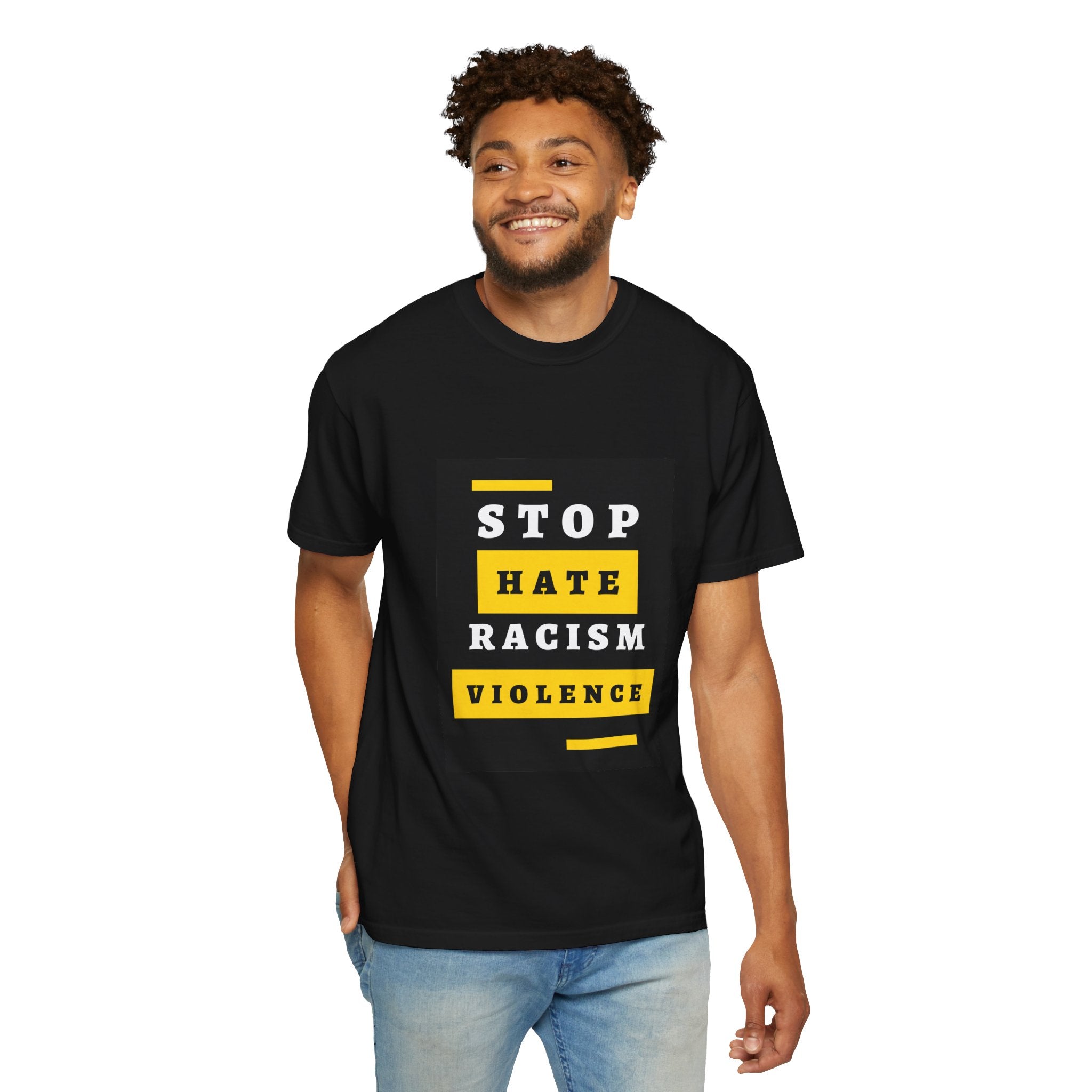 Stop Hate Racism Violence T-Shirt — Anti-Racism Message Tee