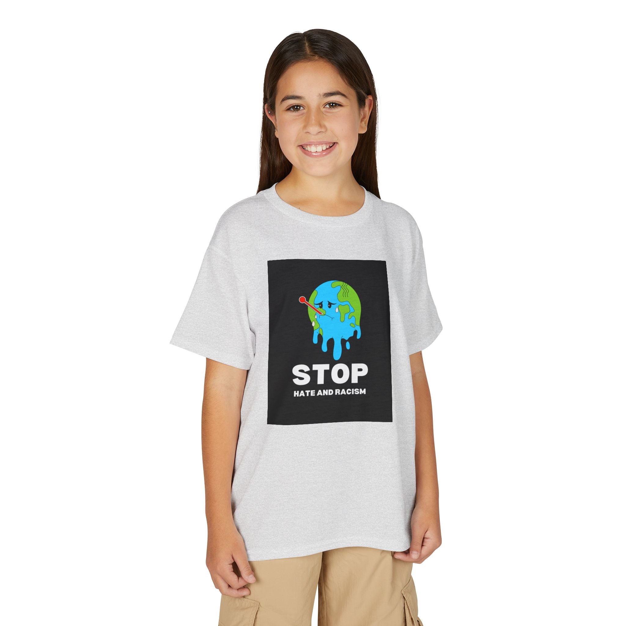 Youth T-Shirt — "STOP Hate and Racism" Earth Graphic Anti-Racism Tee