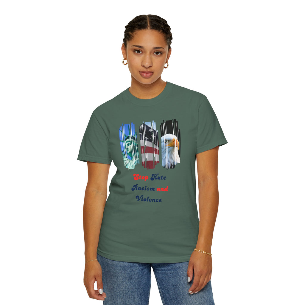 Patriotic 'Stop Hate Racism and Violence' T-Shirt