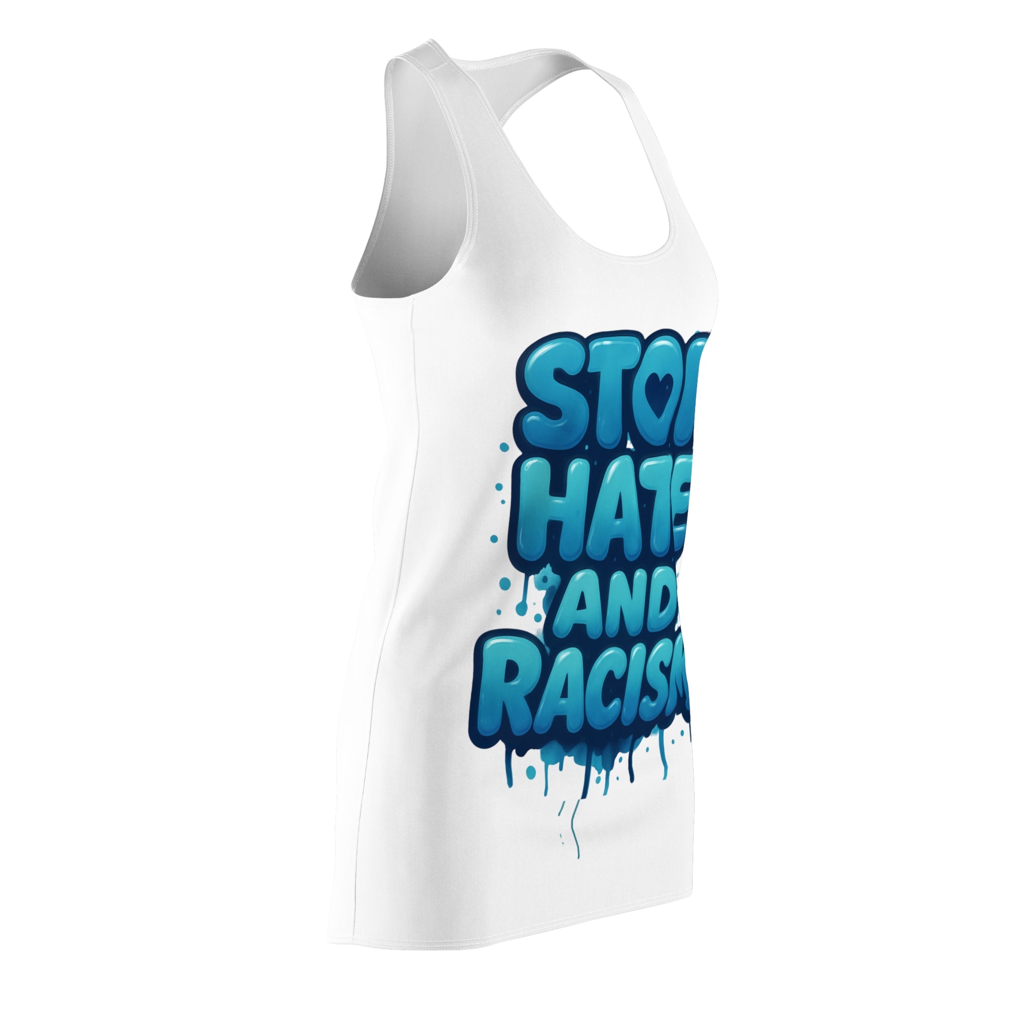 Racerback Dress — "Stop Hate and Racism" Graffiti Statement Dress