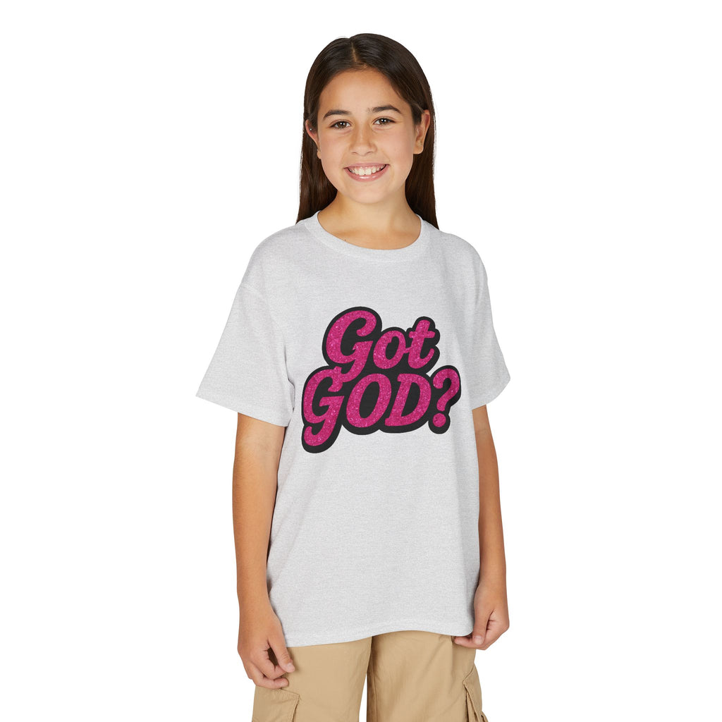 Youth T-Shirt — "Got GOD?" Pink Retro Faith Graphic