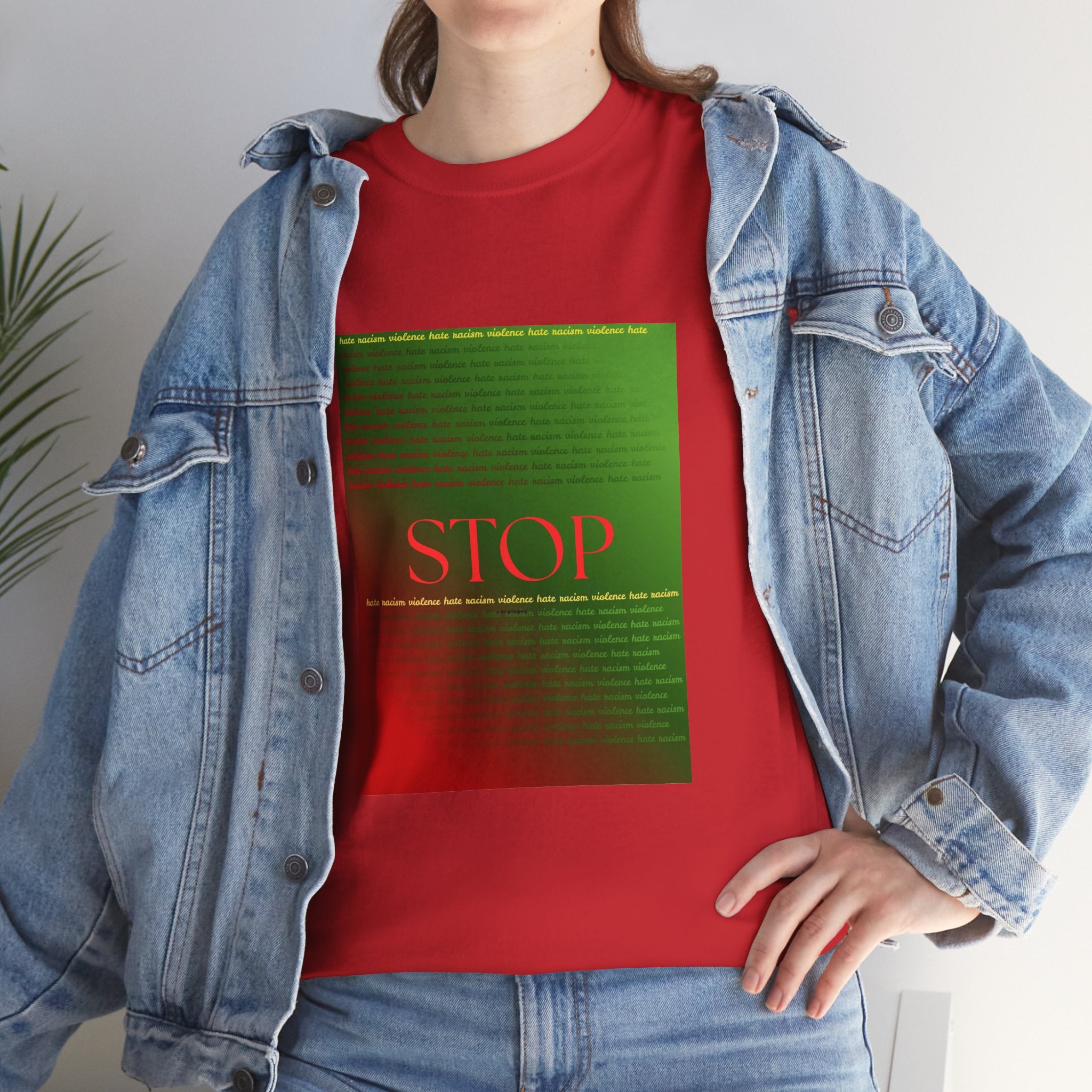 STOP Graphic Tee — Red & Green Gradient Statement T‑Shirt