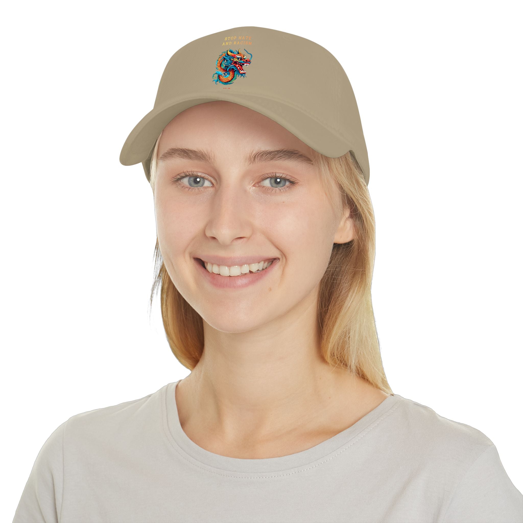 Red Dragon Baseball Cap - "Stop Hate and Racism" Embroidered Low Profile Hat