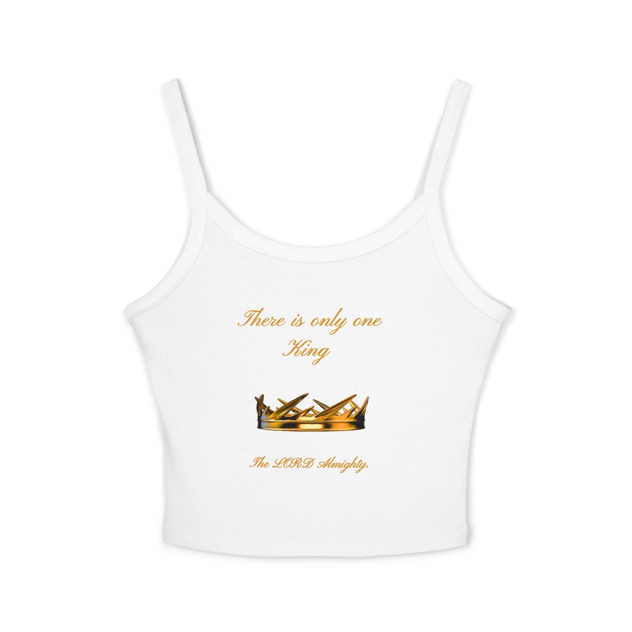 Women's Crop Tank Top - 'There is only one King' Gold Crown Spiritual Faith Graphic