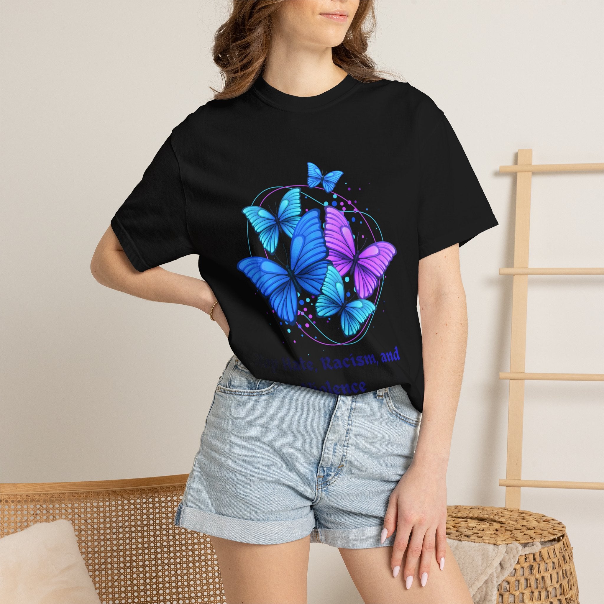 Butterfly Peace T-Shirt — "Stop Hate, Racism, and Violence" Anti-Violence Tee