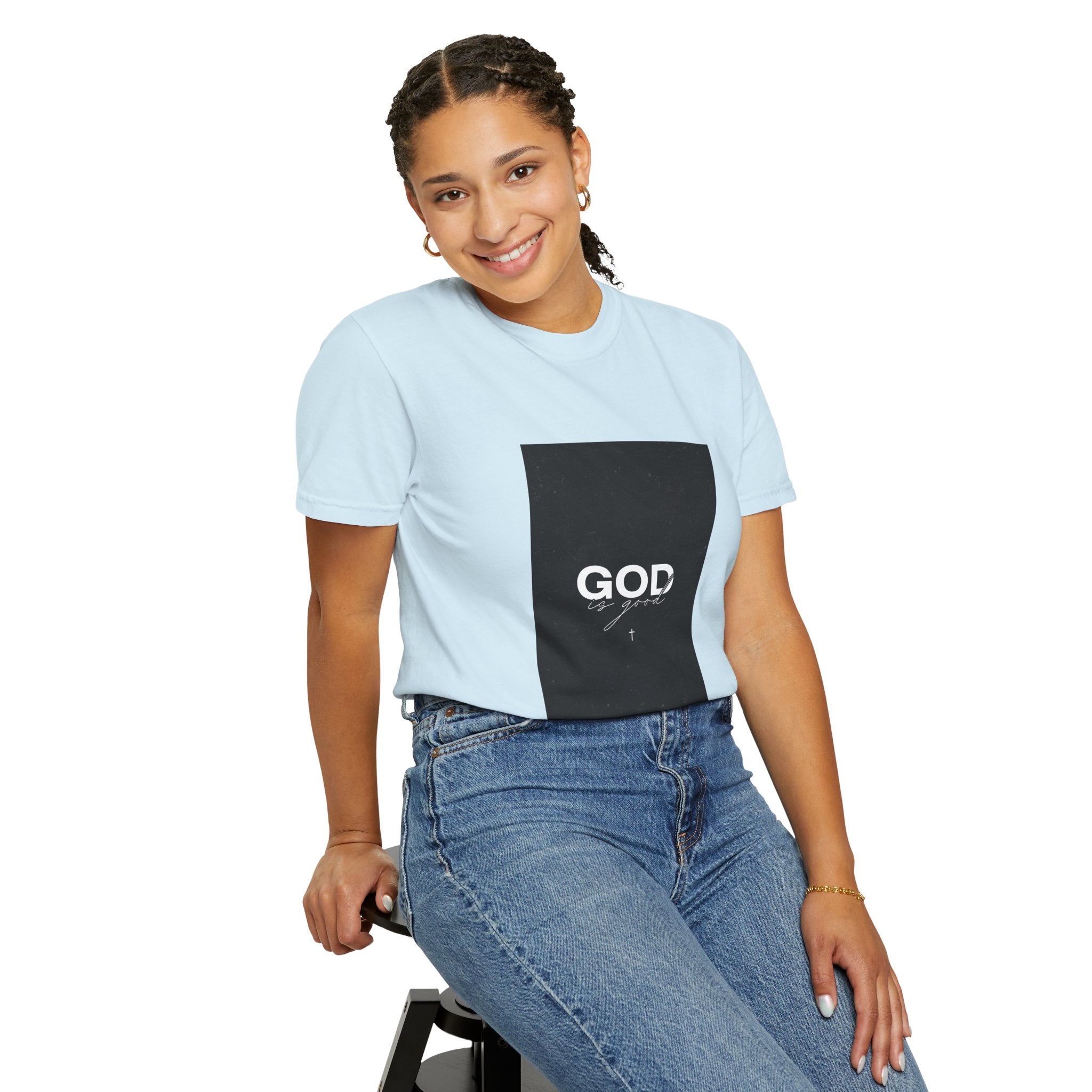 God Typography T-Shirt — Minimal Black Square Graphic Tee