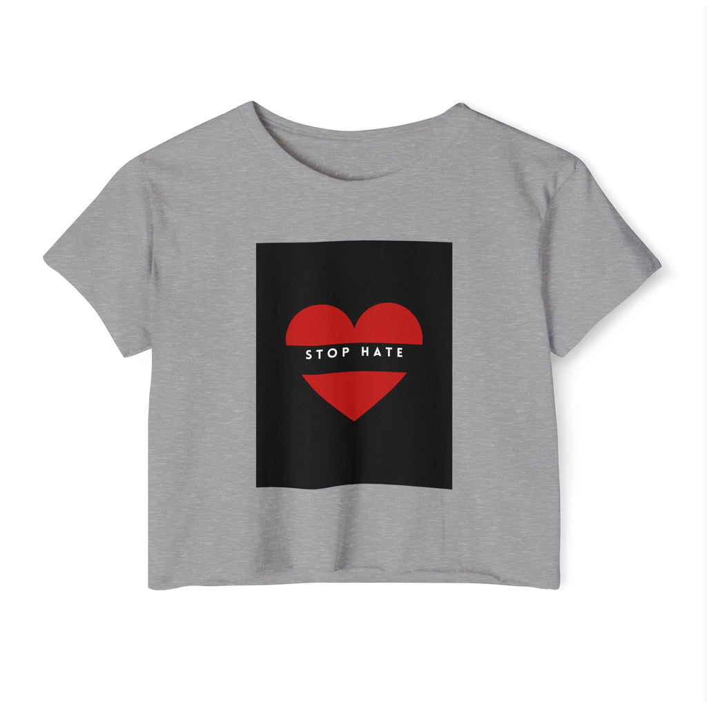 Stop Hate Heart Crop Top — Women's Festival Activist Tee