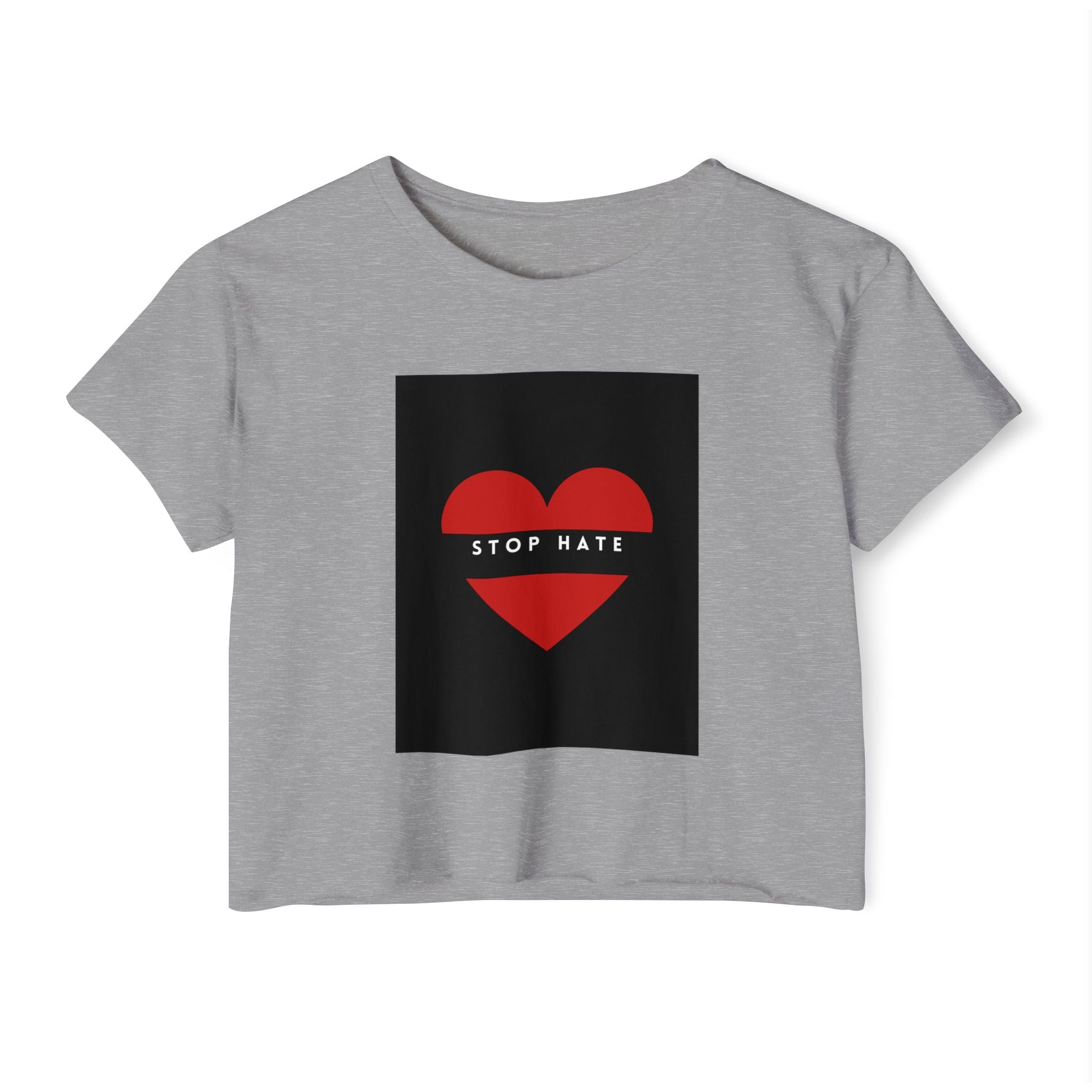 Stop Hate Heart Crop Top — Women's Festival Activist Tee