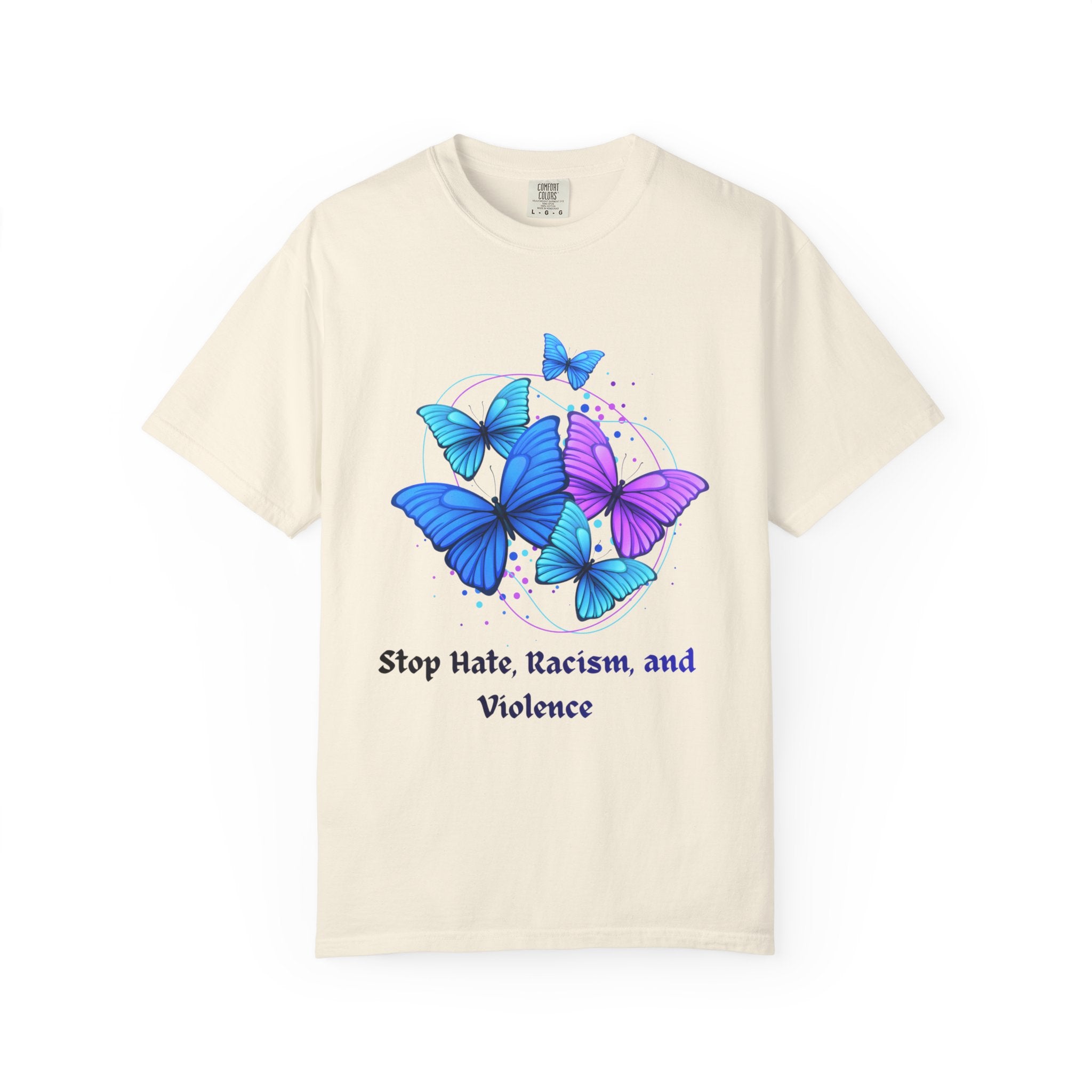 Butterfly Peace T-Shirt — "Stop Hate, Racism, and Violence" Anti-Violence Tee