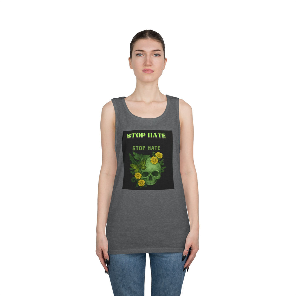 Stop Hate Floral Skull Tank Top — Anti-Hate Graphic Tank