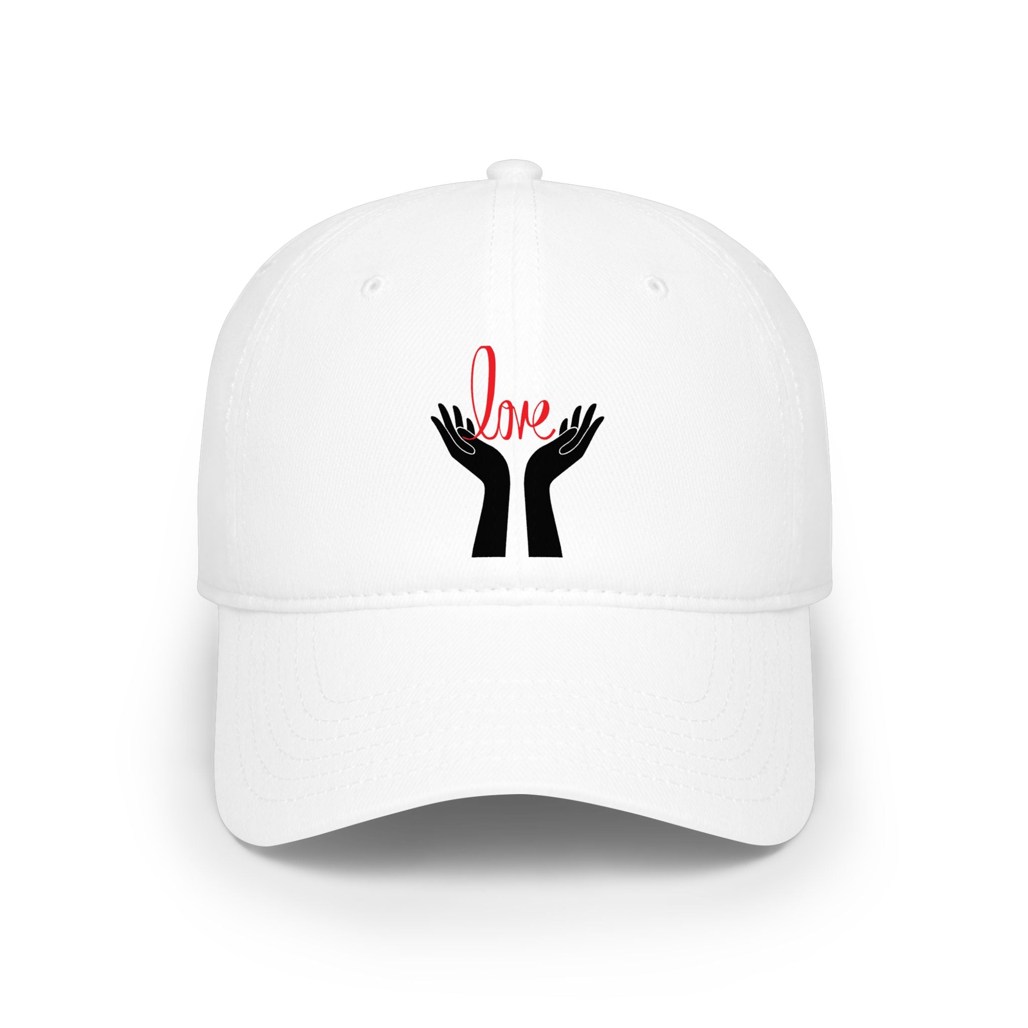 Prayer Hands Baseball Cap — Minimal Black Hands Embroidered Low Profile Hat