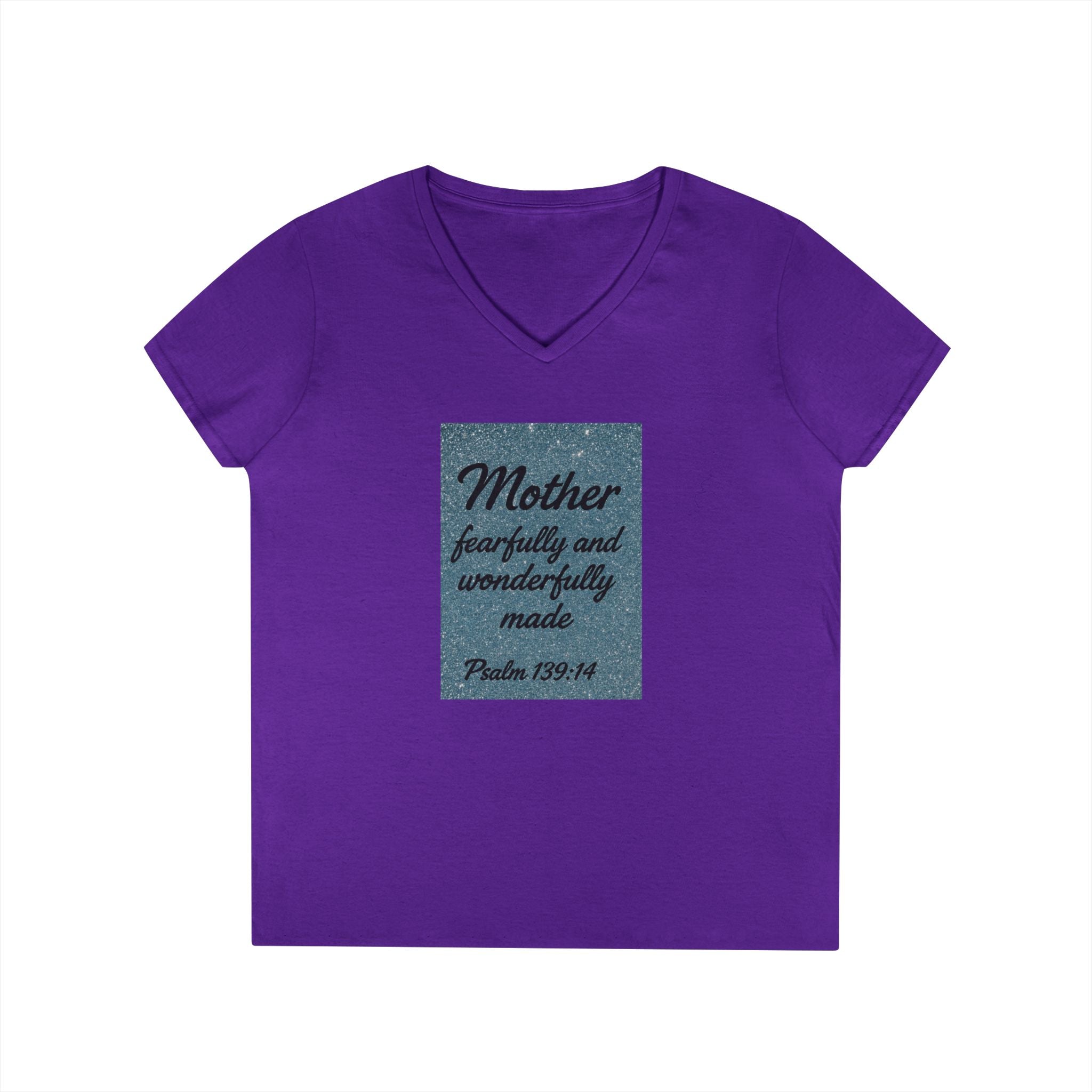 Mother 'Fearfully and Wonderfully Made' V‑Neck Tee — Psalm 139:14 Christian Mom Shirt