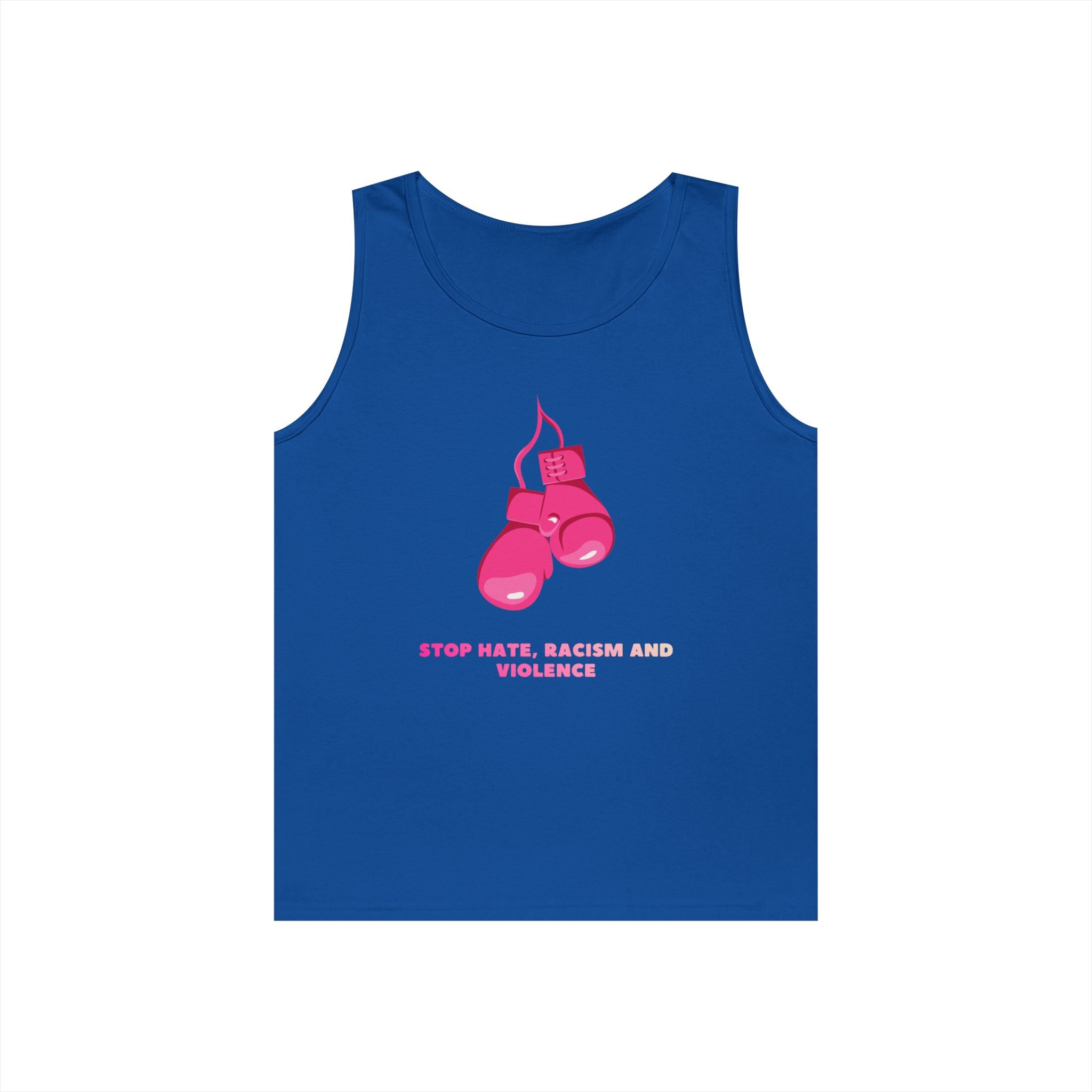 Pink Boxing Gloves Tank Top – “Stop Hate, Racism and Violence” Graphic Tank