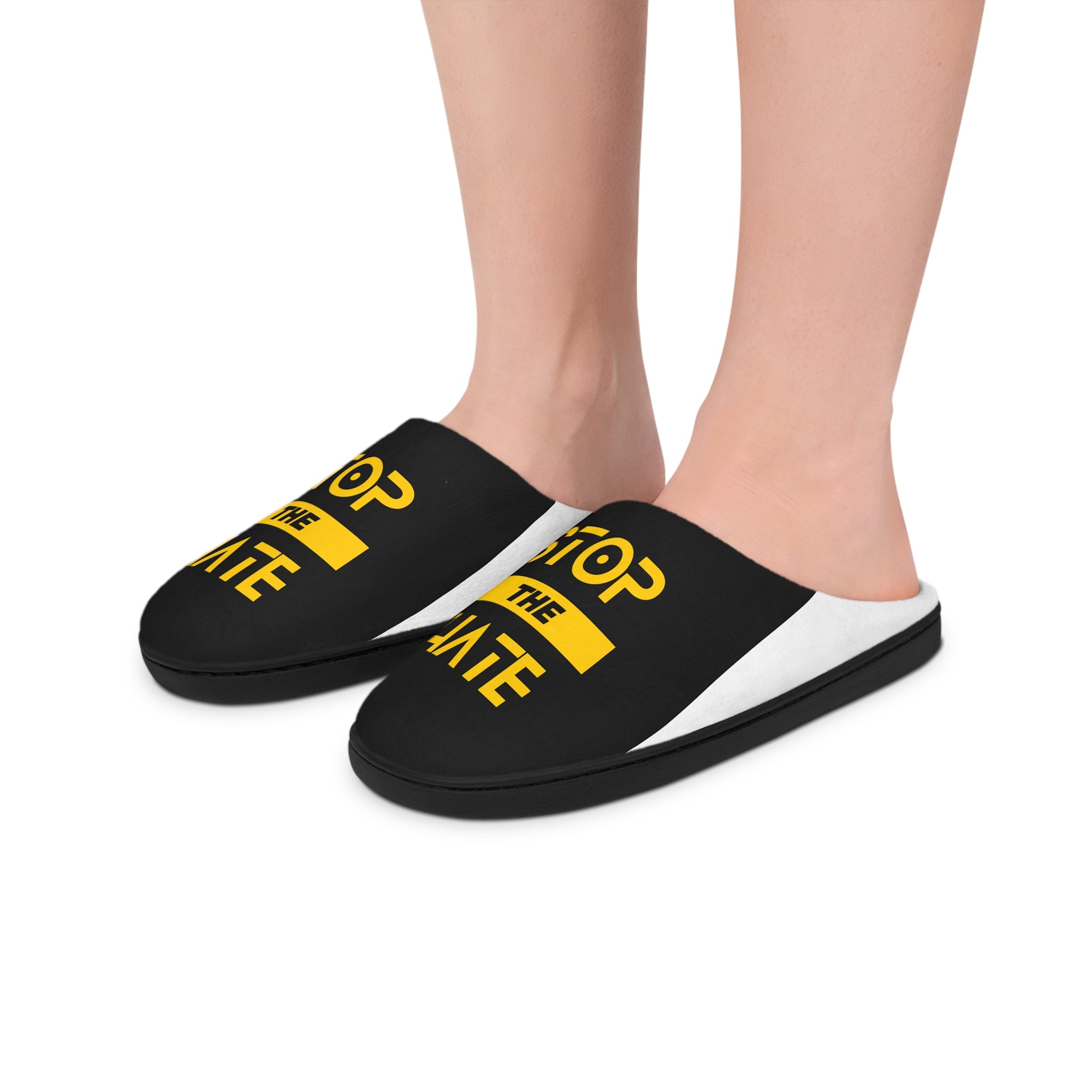 Stop The Hate Men's Indoor Slippers — Anti-Hate Message Cozy House Shoes