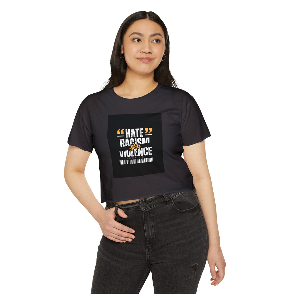 Festival Crop Top — "Hate Racism Stop Violence" Graphic Tee