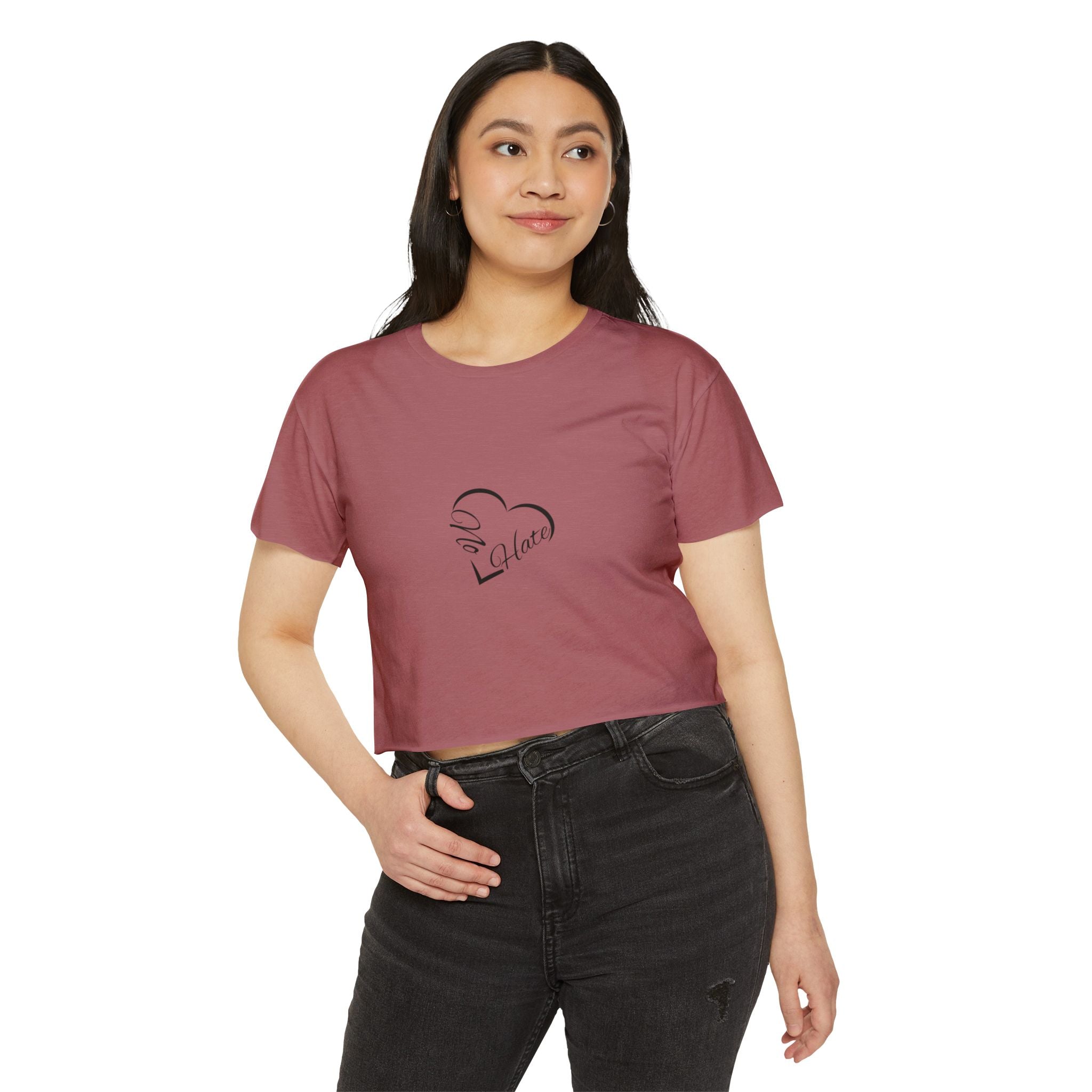 Women's 'No Hate' Heart Crop Top — Festival Graphic Tee
