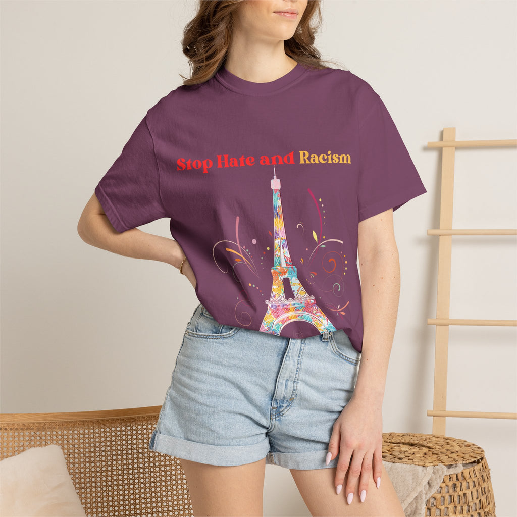 Stop Hate and Racism Eiffel Tower T-Shirt