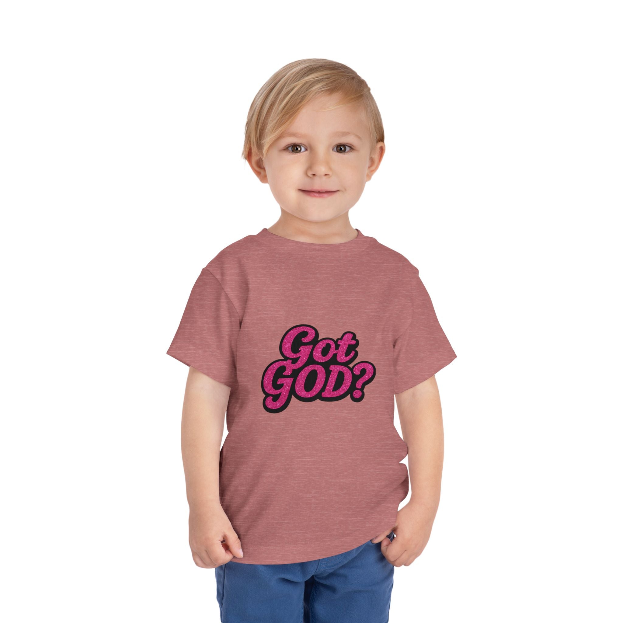 Toddler Tee - "Got GOD?" Pink Retro Christian Graphic Shirt