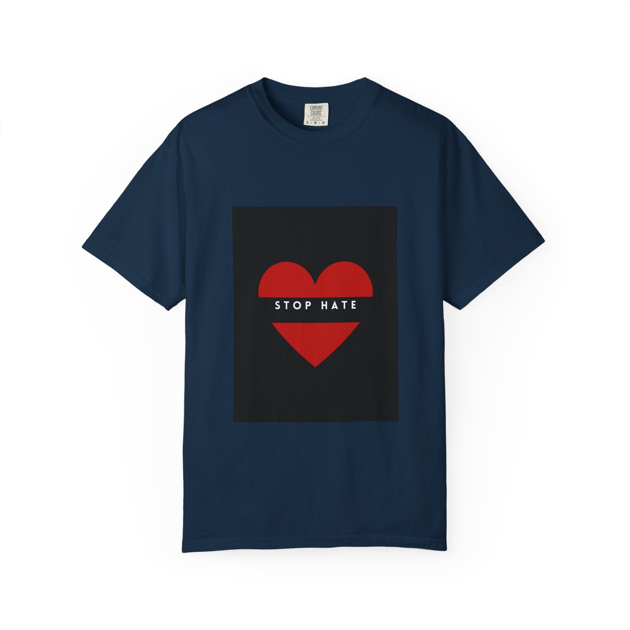 Stop Hate Heart T-Shirt — Red Heart Graphic Tee for Anti-Hate Awareness