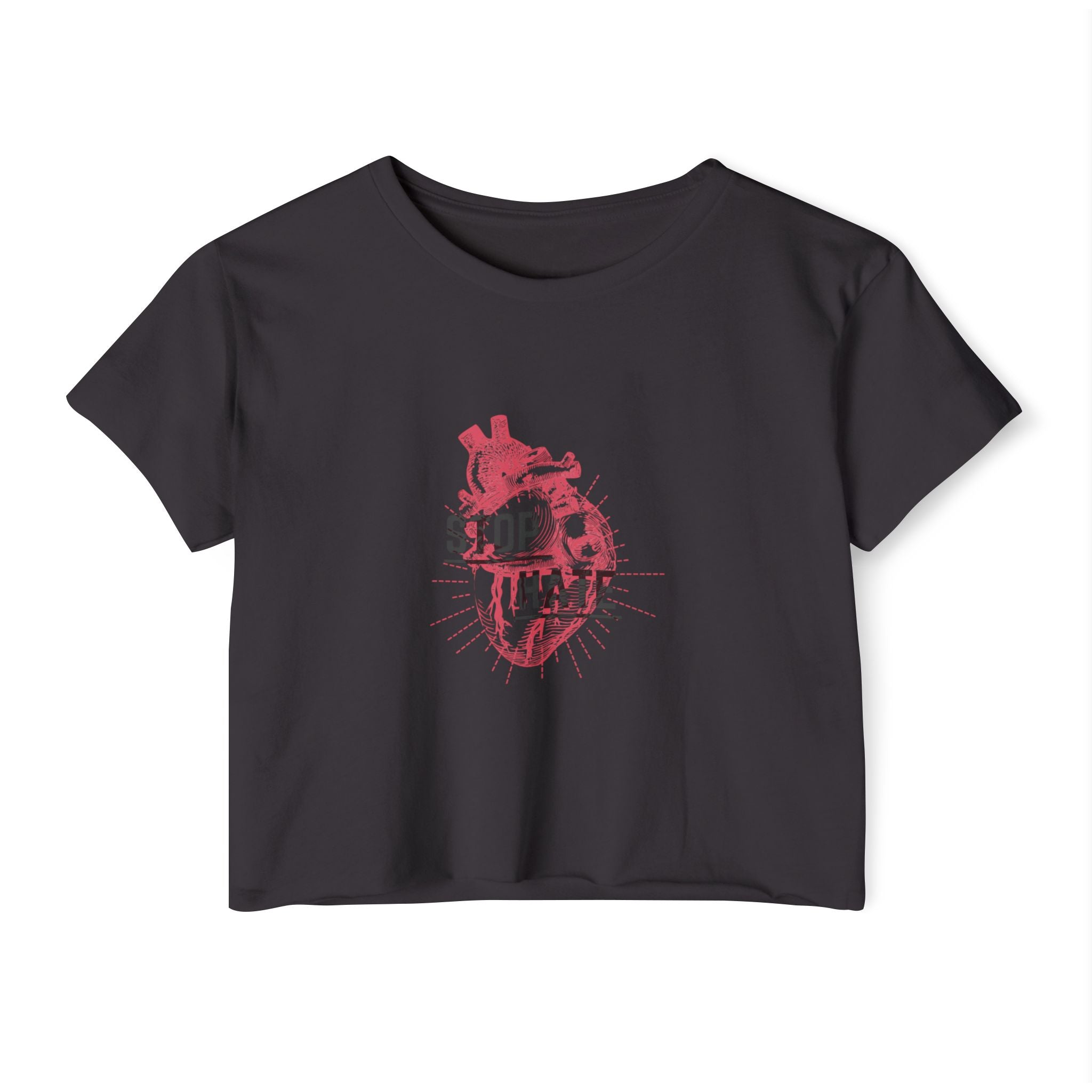 Stop Hate Heart Crop Top — Women's Festival Graphic Tee