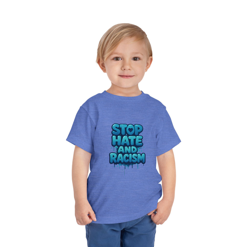 Stop Hate and Racism Toddler Tee — Blue Graffiti Anti-Racism Shirt