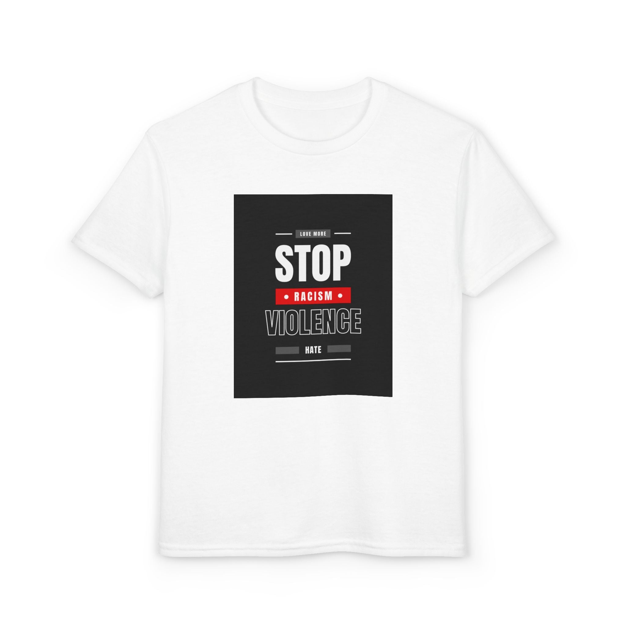 Youth T-Shirt — "Stop Racism Stop Violence" Graphic Tee