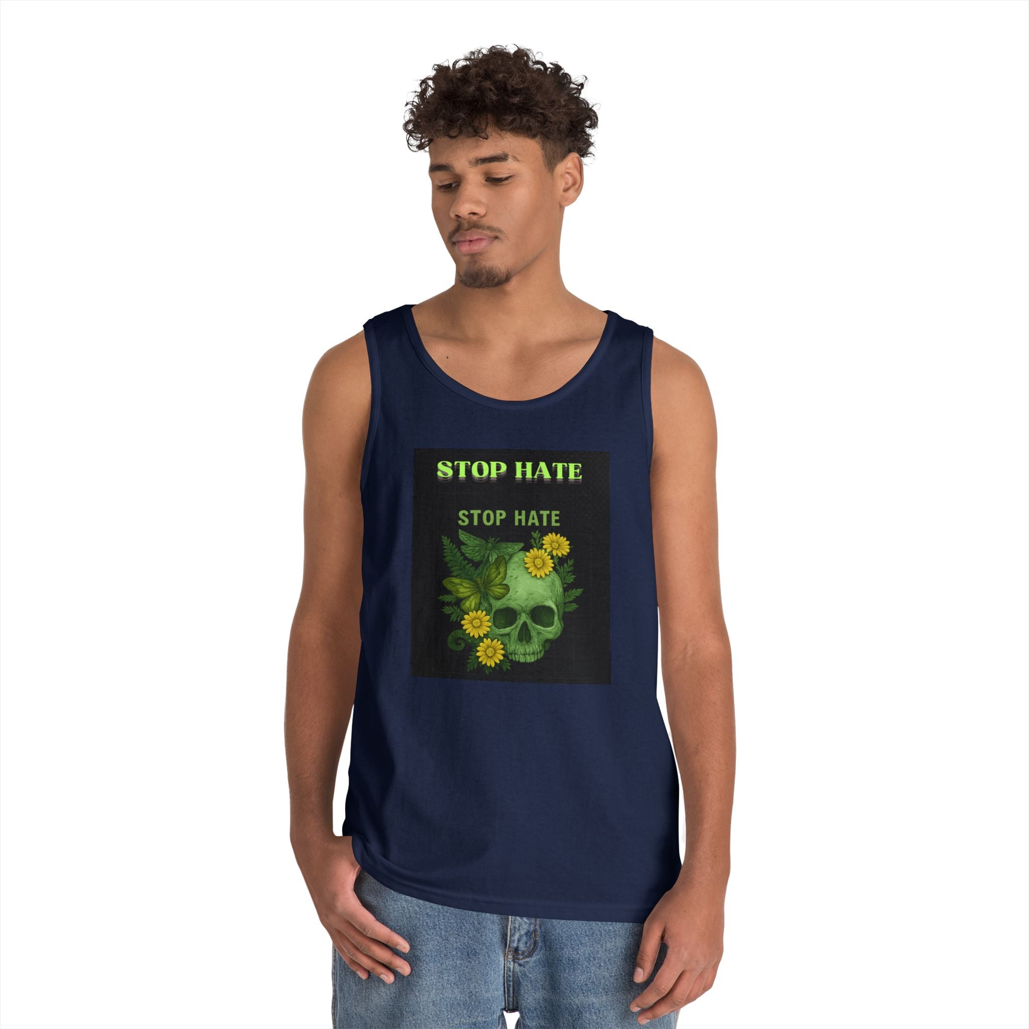 Stop Hate Floral Skull Tank Top — Anti-Hate Graphic Tank