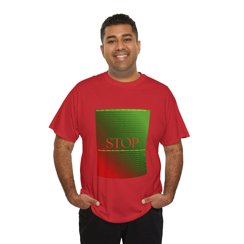 STOP Graphic Tee — Red & Green Gradient Statement T‑Shirt