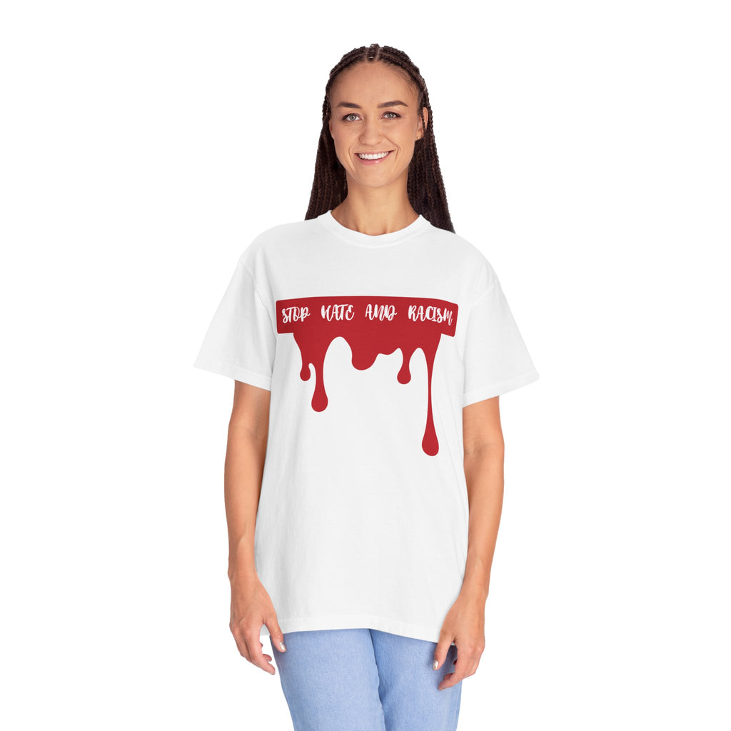 T-Shirt “Stop Hate, End Racism” Dripping Blood Graphic Tee