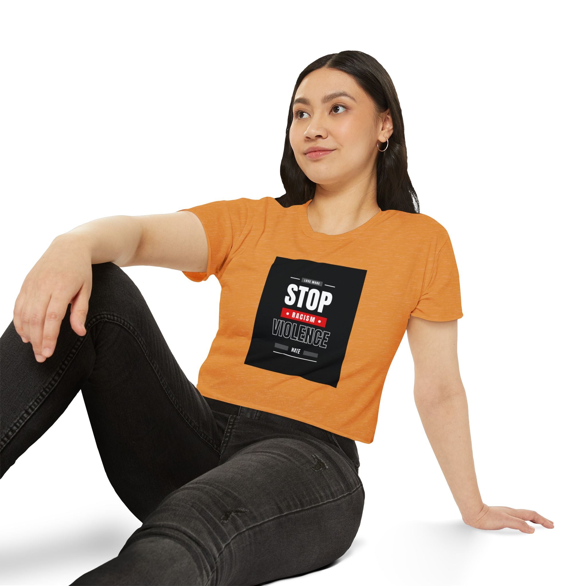 Stop Racism Stop Violence Crop Top — Women's Protest Festival Tee