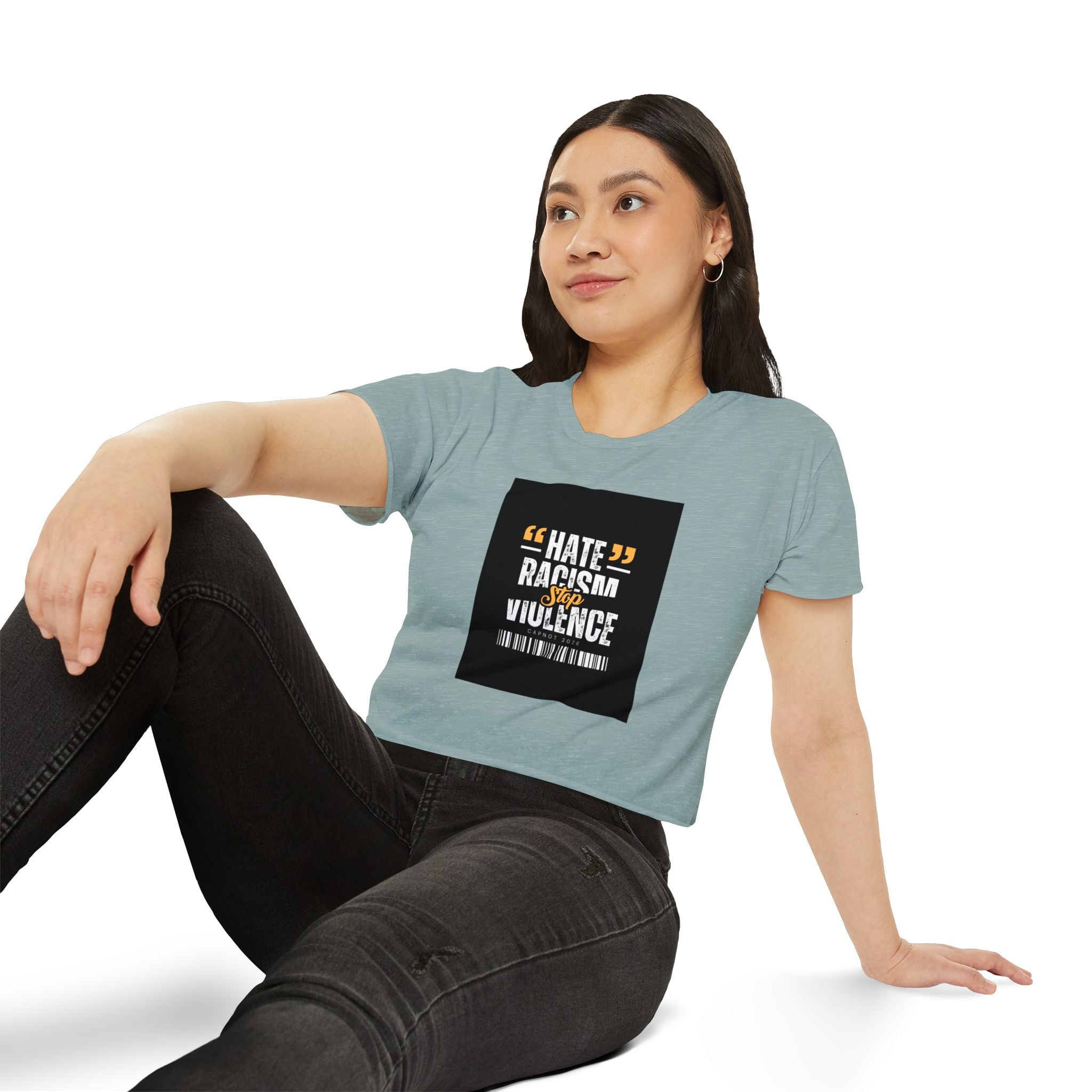 Festival Crop Top — "Hate Racism Stop Violence" Graphic Tee