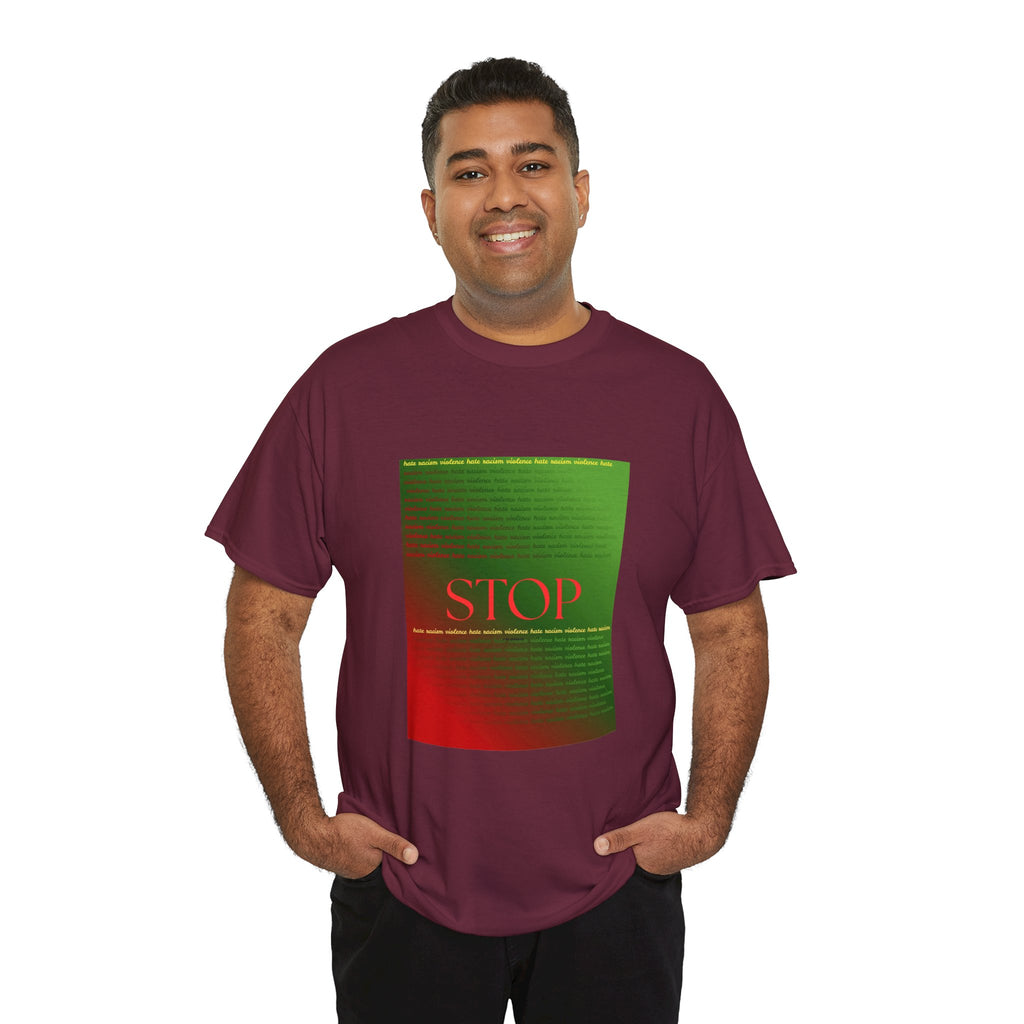 STOP Graphic Tee — Red & Green Gradient Statement T‑Shirt