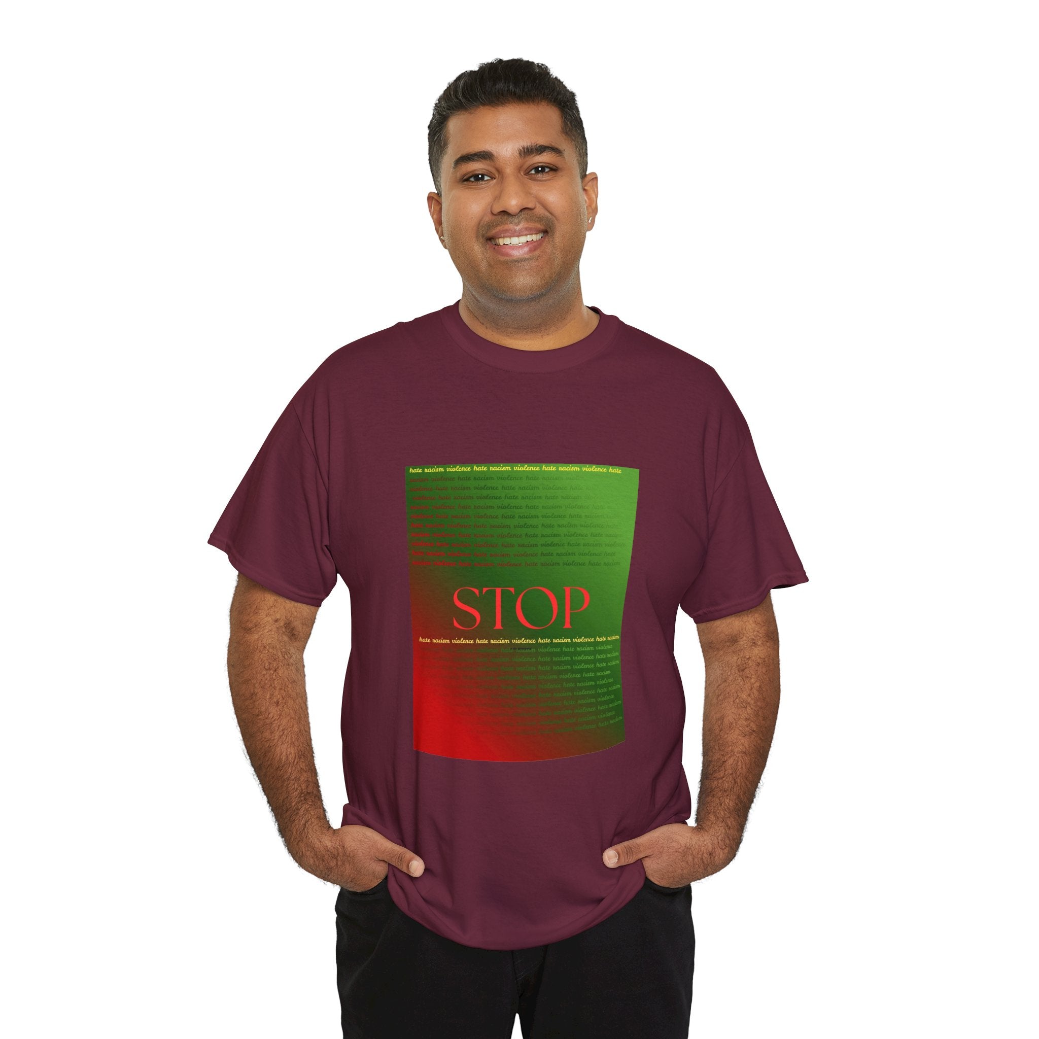 STOP Graphic Tee — Red & Green Gradient Statement T‑Shirt
