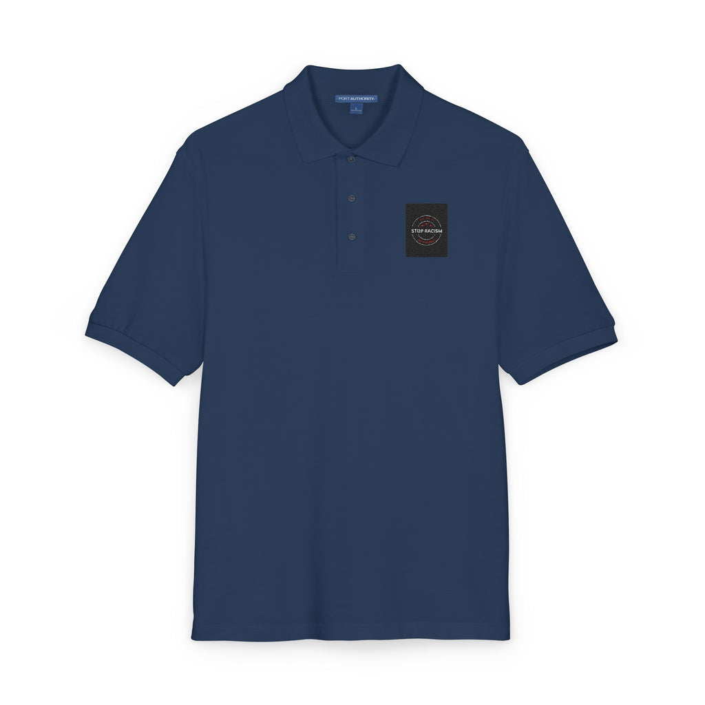 Embroidered 'Just Breathe' White Polo Shirt