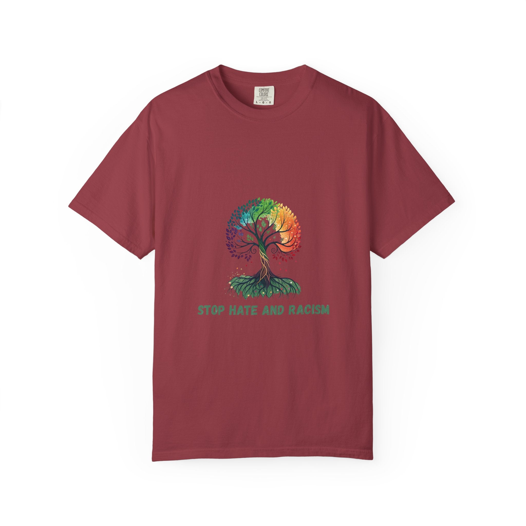 Stop Hate and Racism Tree T-Shirt — Rainbow Unity Tee