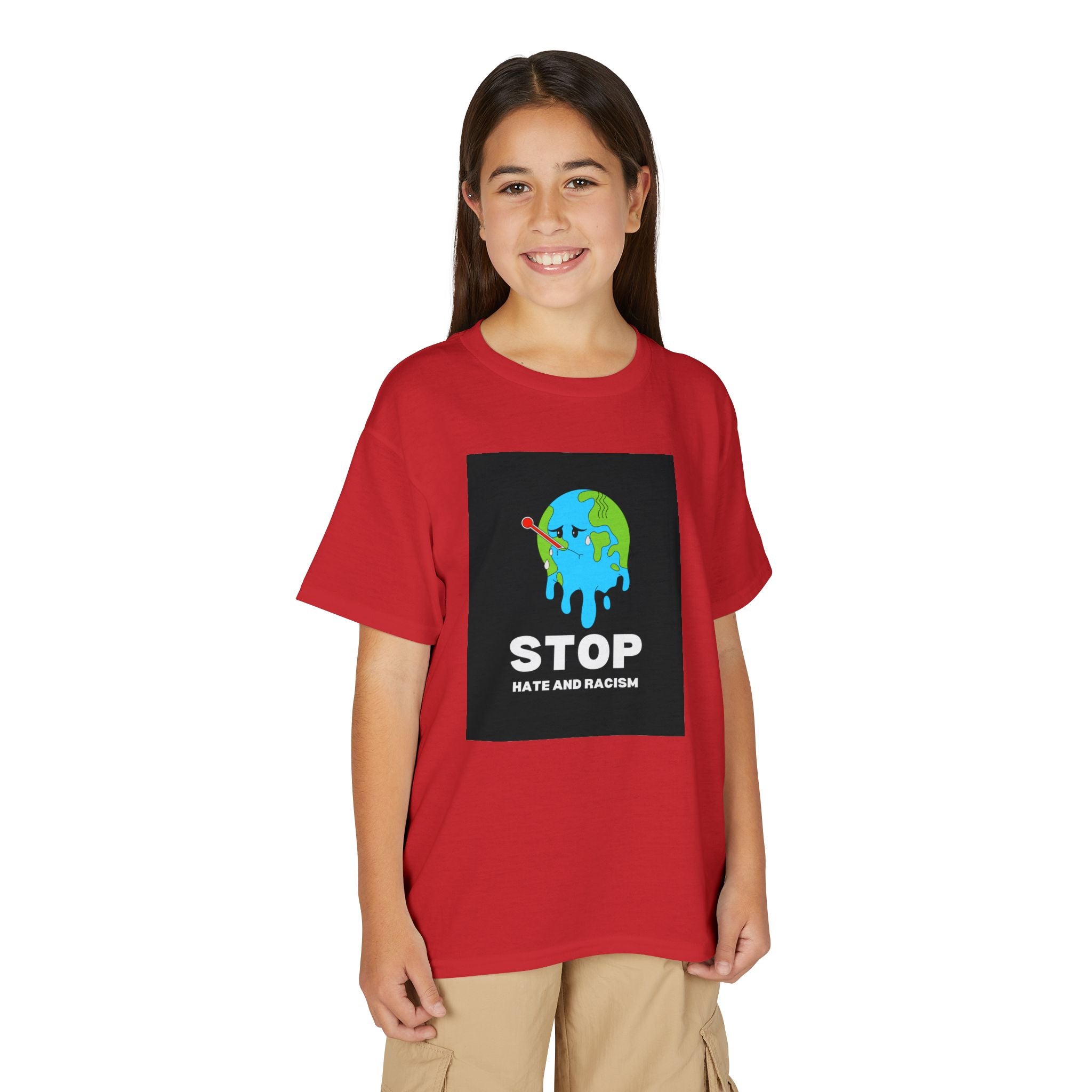 Youth T-Shirt — "STOP Hate and Racism" Earth Graphic Anti-Racism Tee