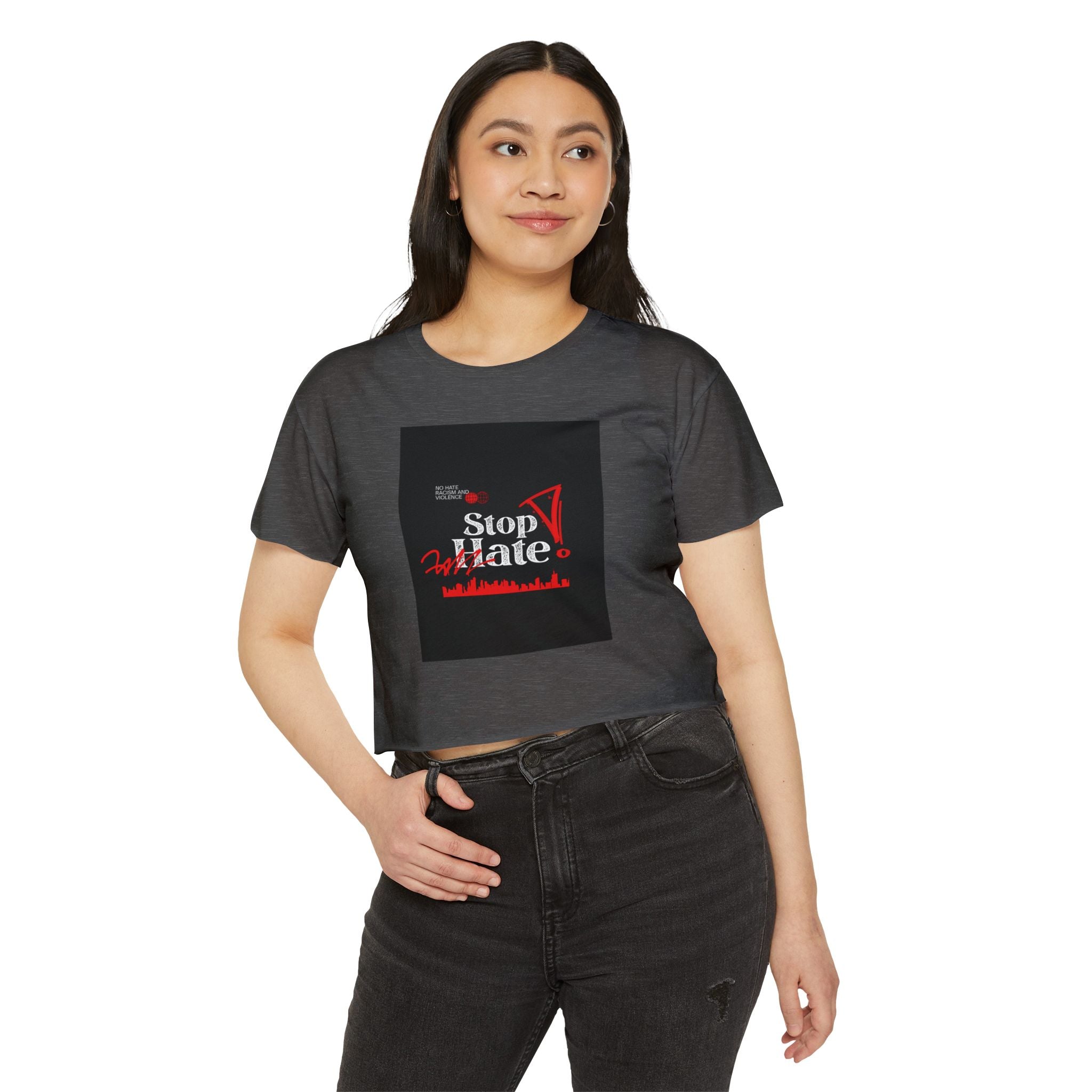 Stop Hate Crop Top — Women's Festival Statement Tee