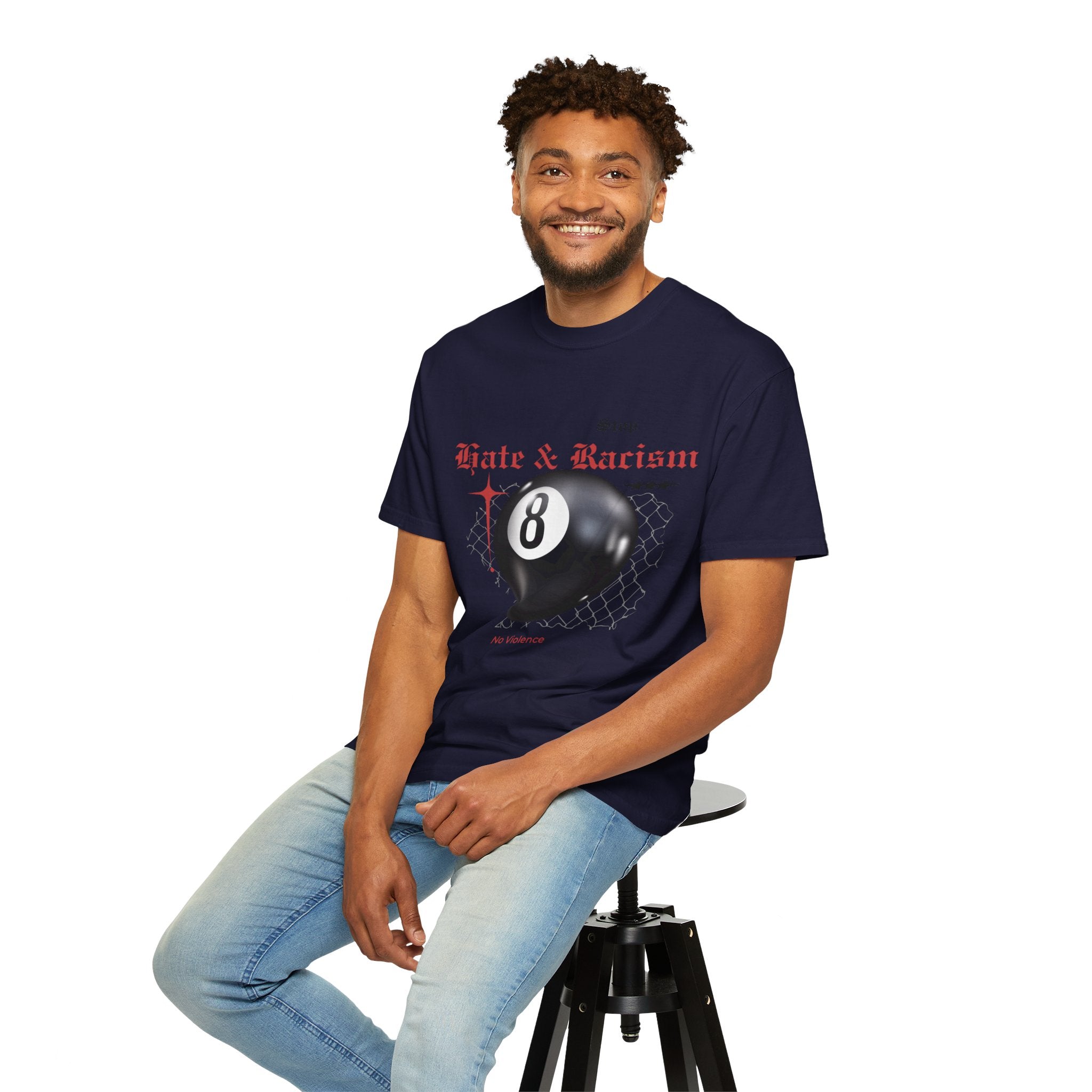 Anti-Racism 8-Ball T-Shirt — Stop Hate & Racism Graphic Tee