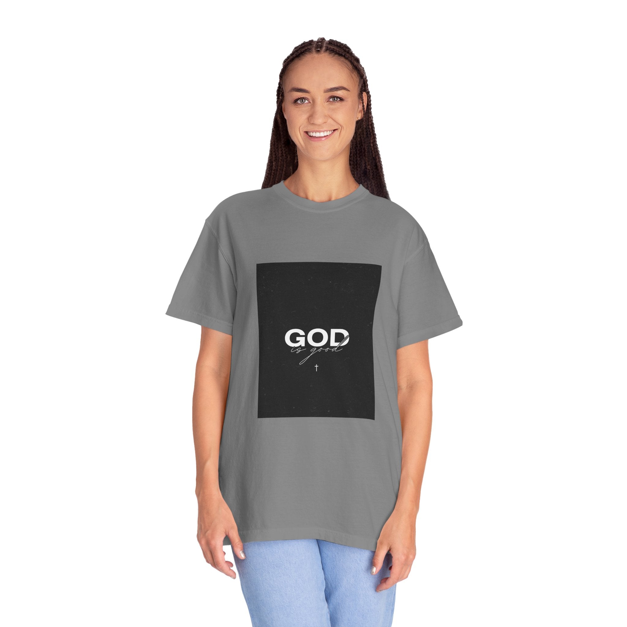 God Typography T-Shirt — Minimal Black Square Graphic Tee