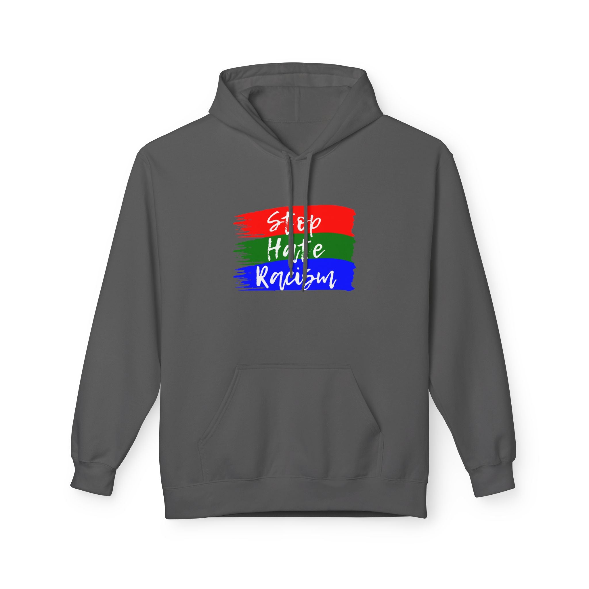 Hoodie — Stop Hate Rebuild (Red-Green-Blue Brushstroke)