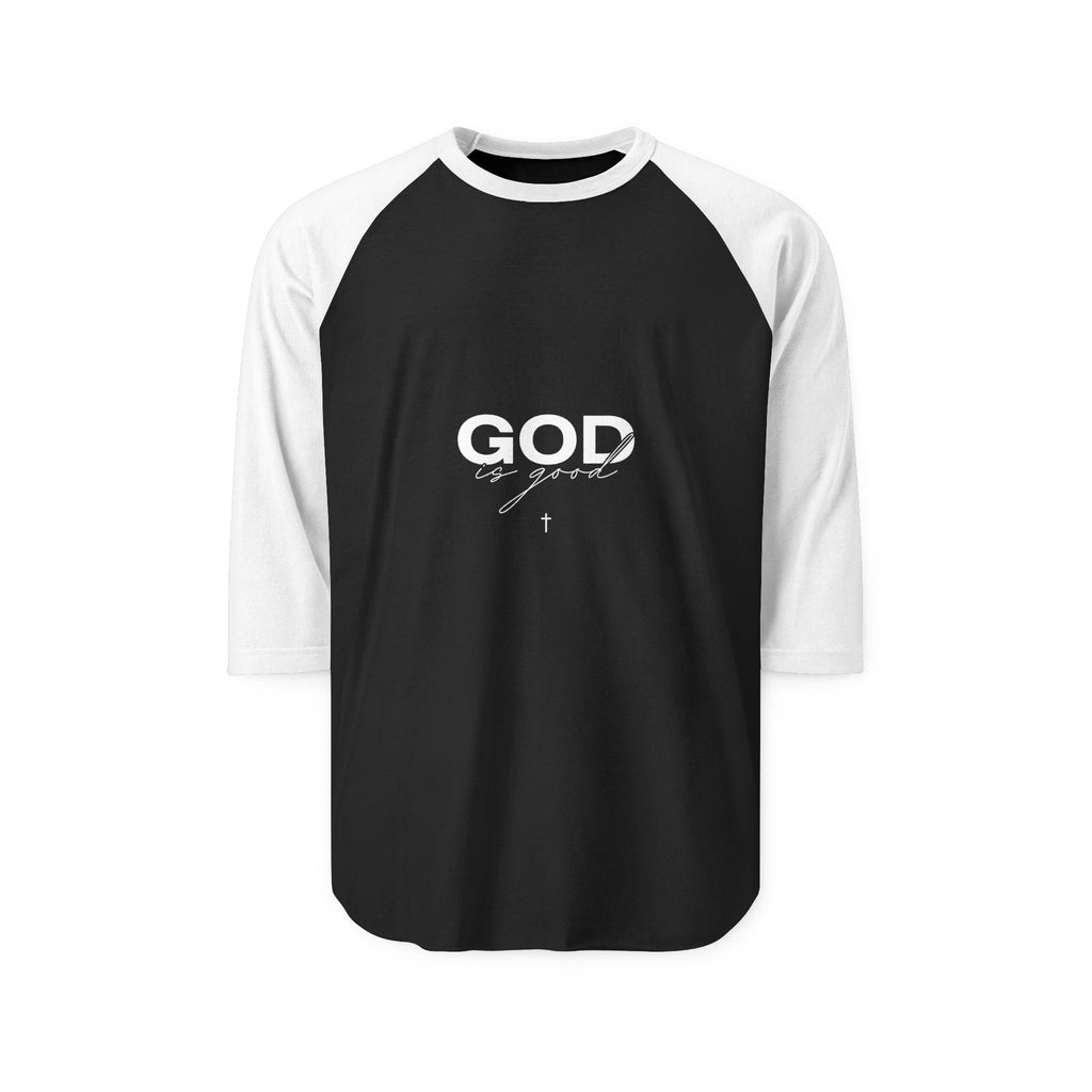 God Is Greater Raglan Baseball Tee — Faith Inspirational 3/4 Sleeve Shirt
