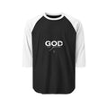 God Is Greater Raglan Baseball Tee — Faith Inspirational 3/4 Sleeve Shirt