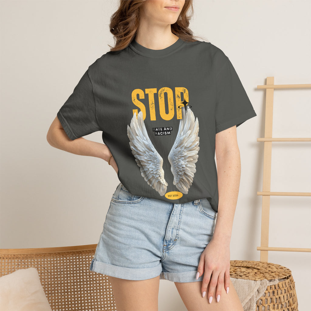 Angel Wings "STOP" Graphic T‑Shirt