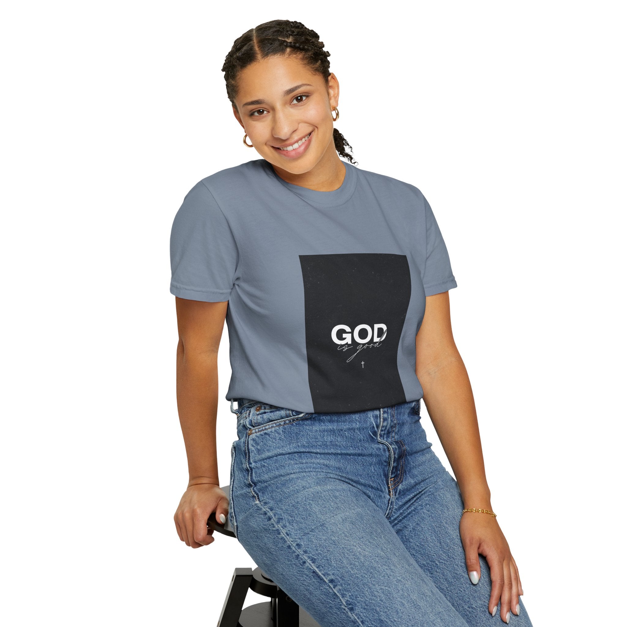 God Typography T-Shirt — Minimal Black Square Graphic Tee