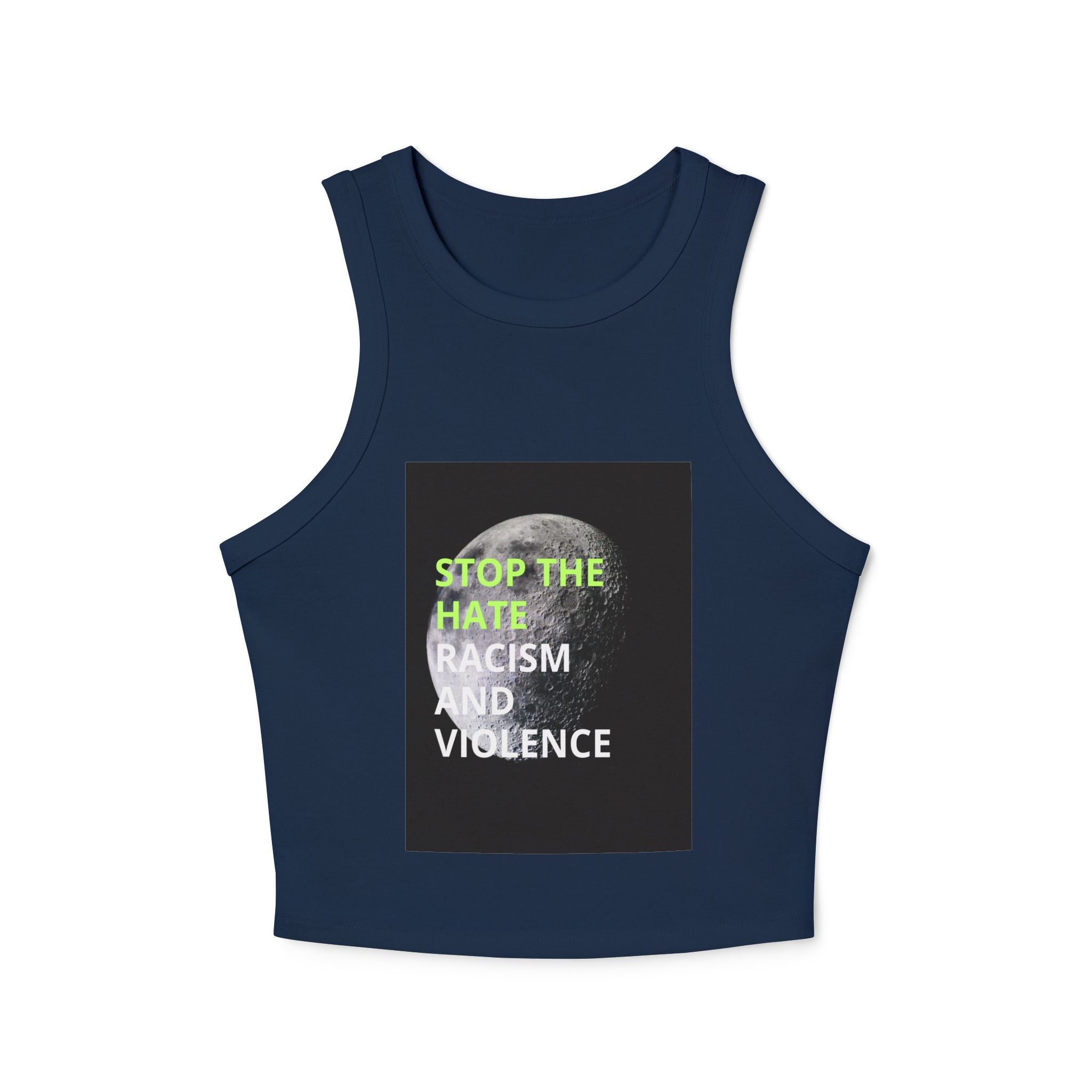 Stop the Hate Racer Tank Top — Anti-Racism Graphic Crop Tank