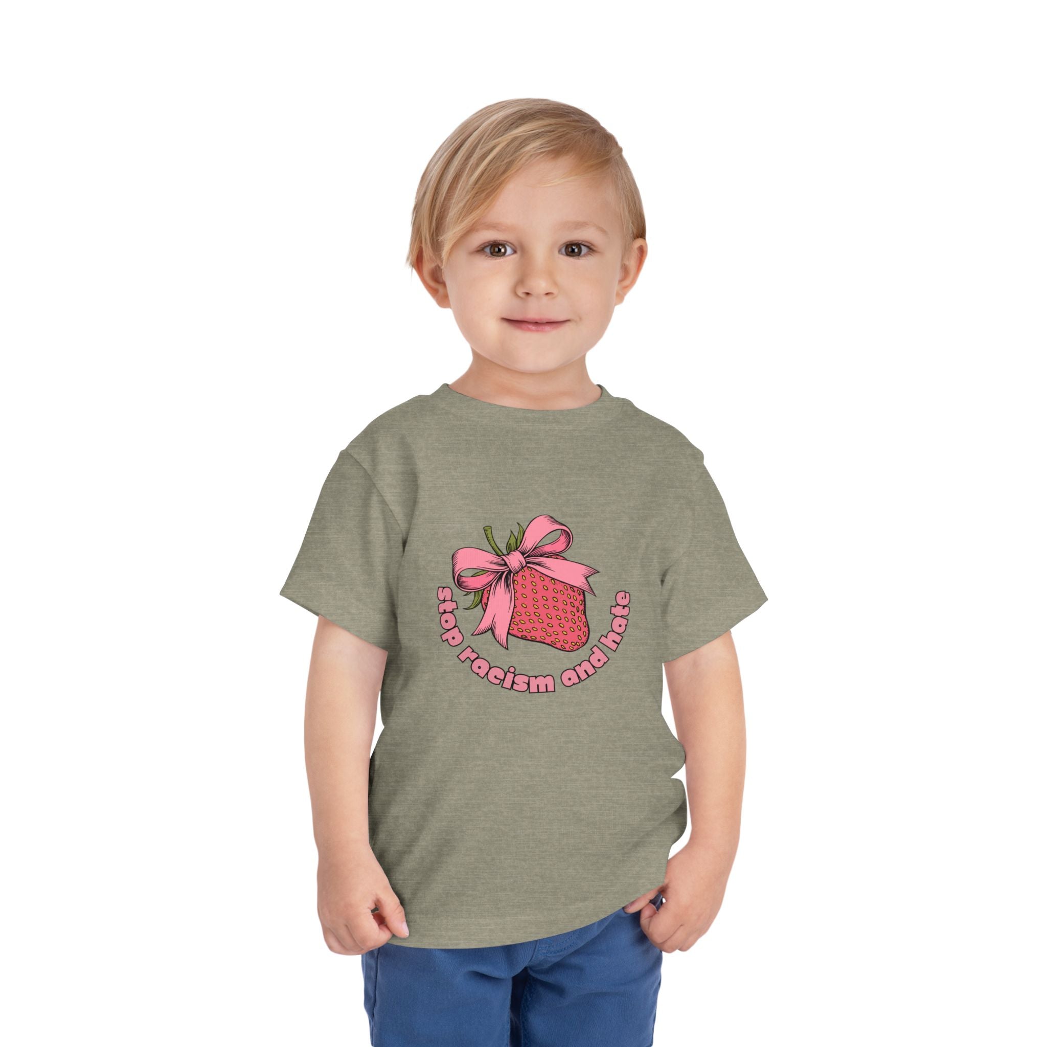 Toddler Tee — Pink Gift Strawberry Graphic "Stop Rockin and Rollin"