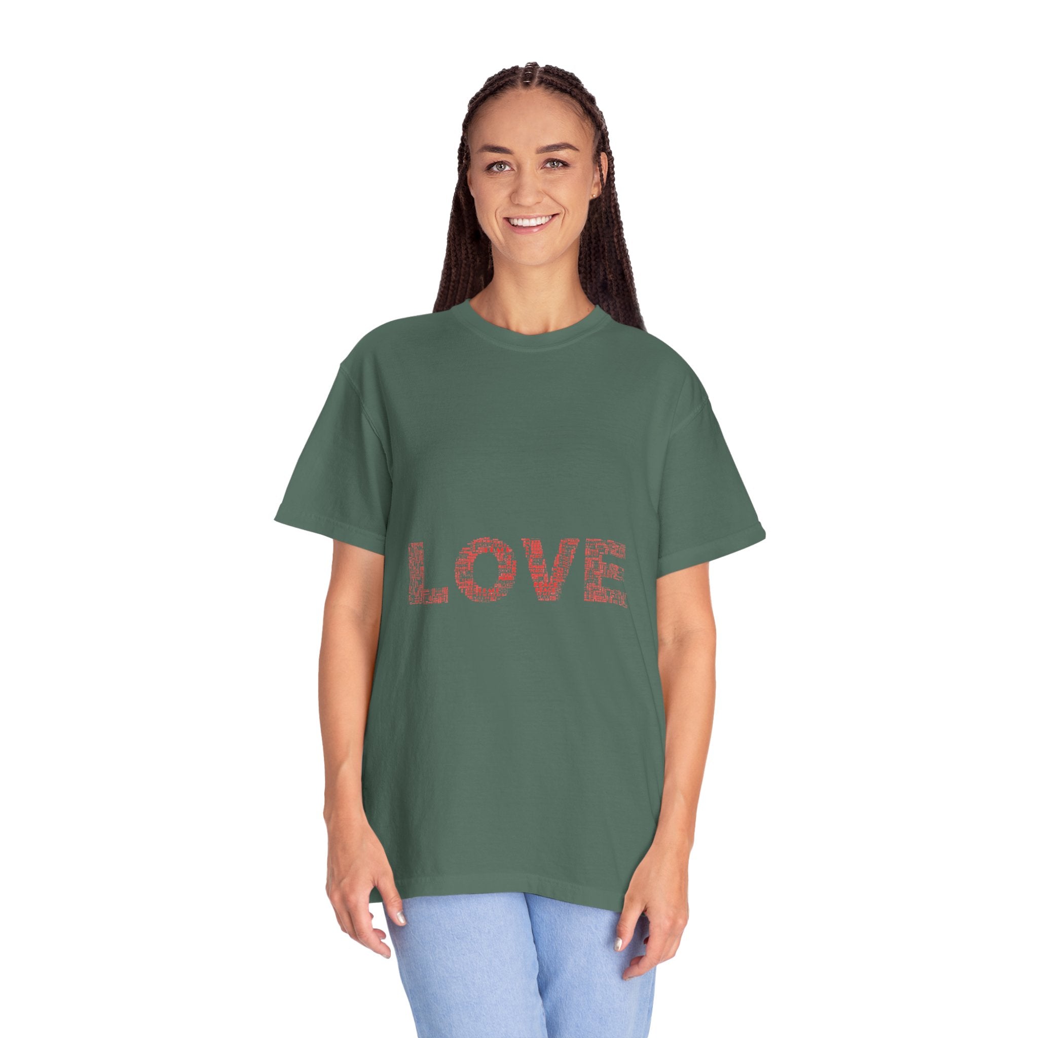 LOVE Graphic T-Shirt — Pink Floral Text Tee for Valentine’s Day & Everyday