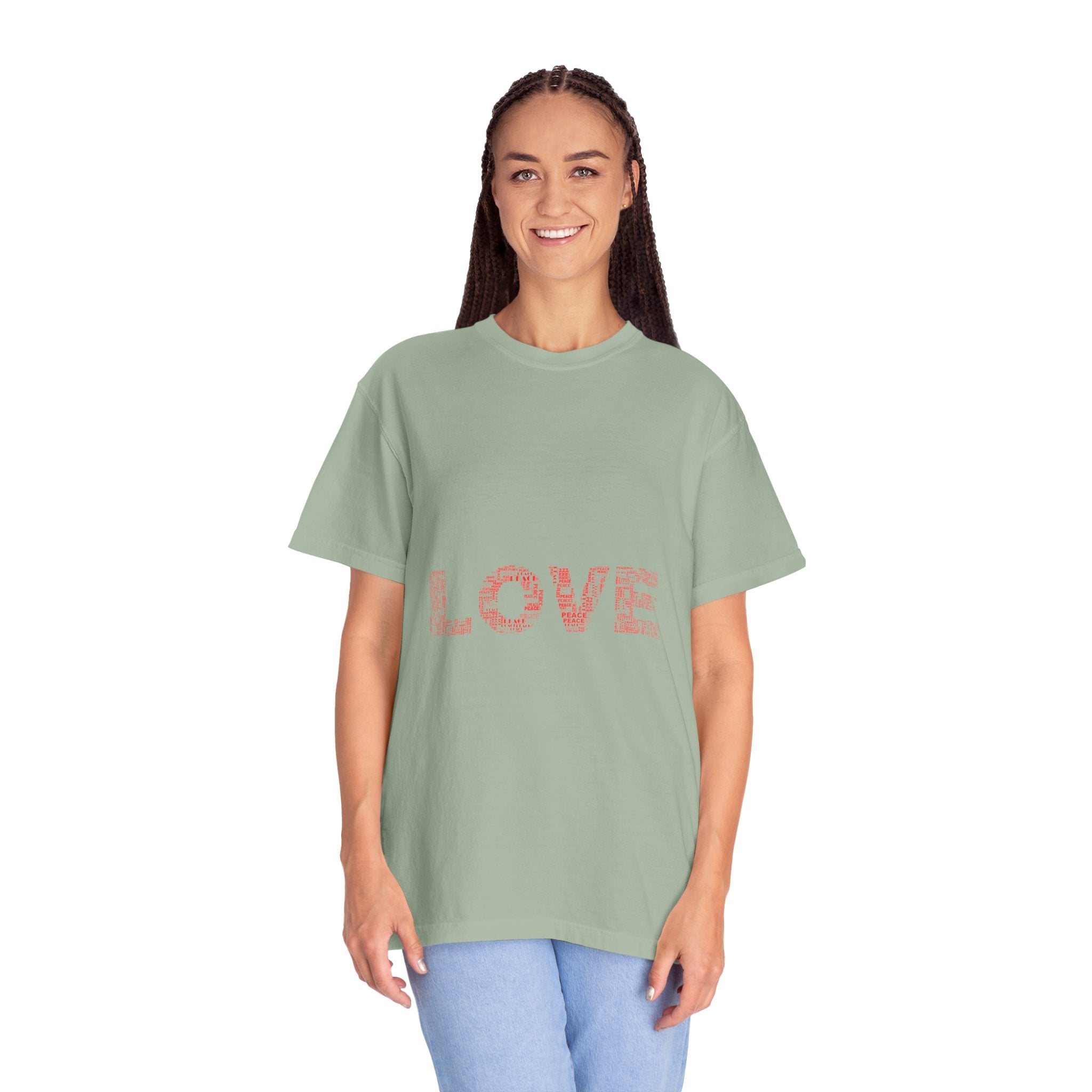 LOVE Graphic T-Shirt — Pink Floral Text Tee for Valentine’s Day & Everyday