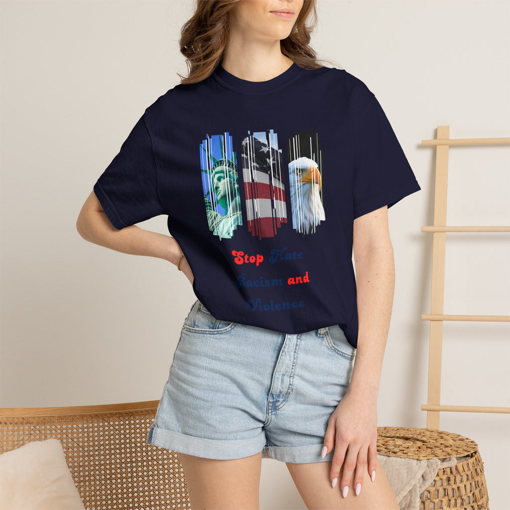Patriotic 'Stop Hate Racism and Violence' T-Shirt